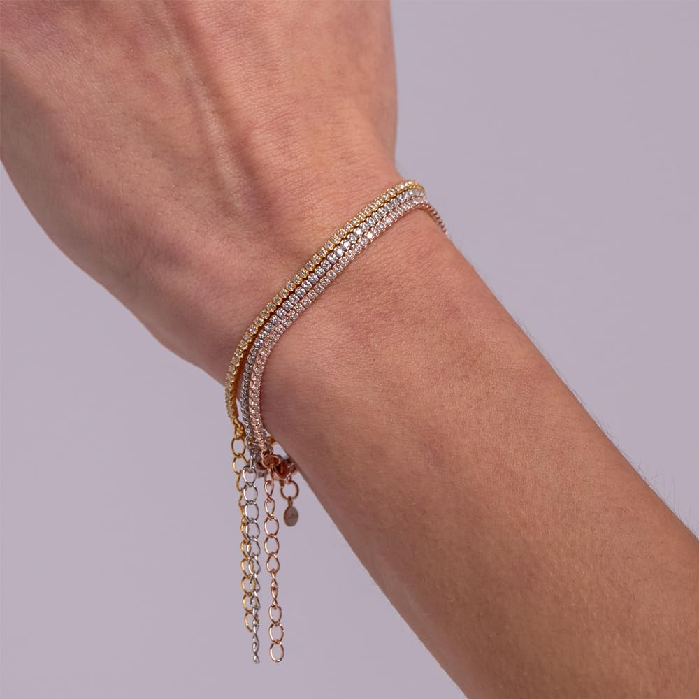 Pulsera de tenis de plata 925 con circonitas 5A, joya elegante ajustable para mujer – Idea de regalo refinada con embalaje de lujo – Calidad Made in Italy