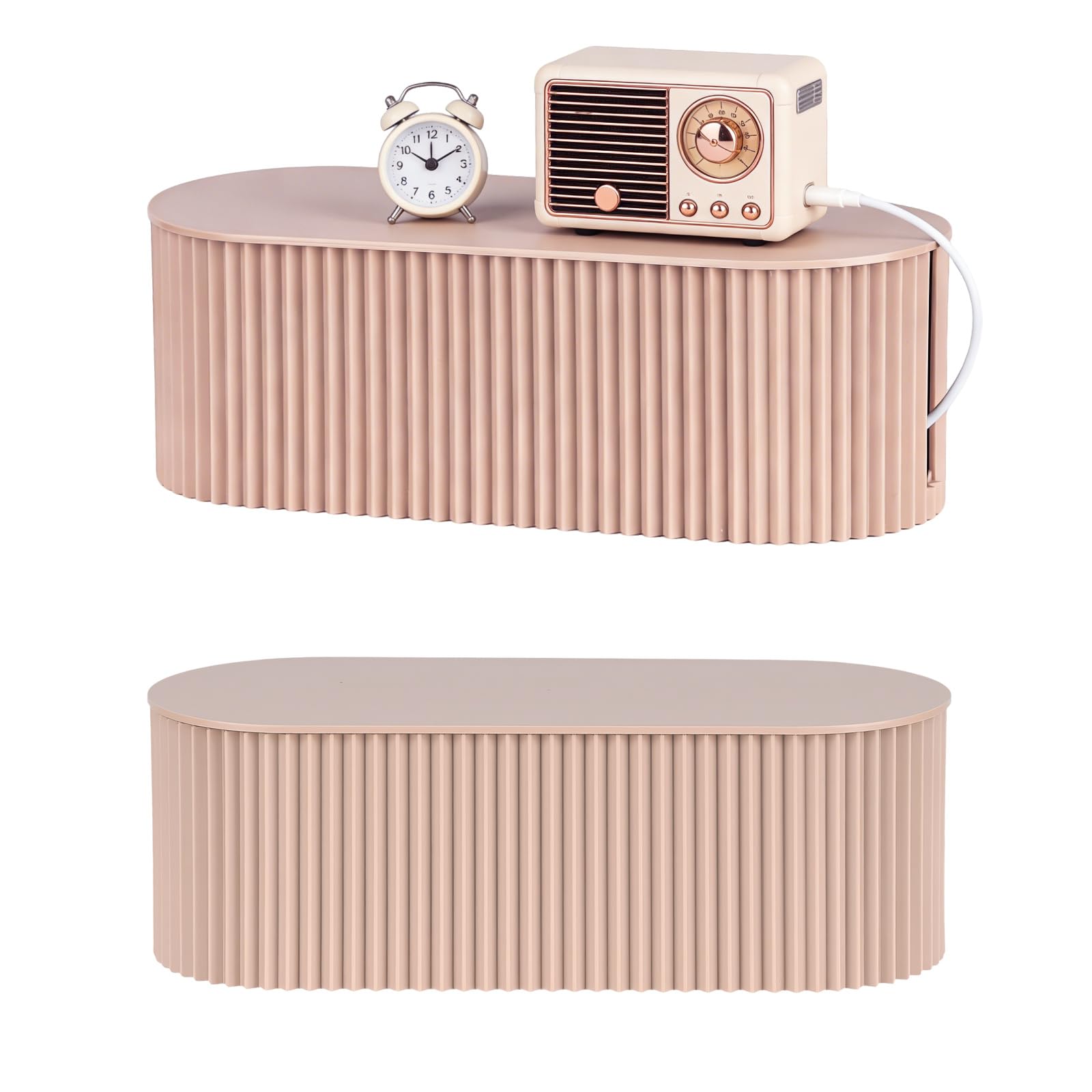 Brown Cable Tidy Box - Desktop Cord Management, Ventilation and Heat Dissipation, Top Storage, Saving Messy Desktop, Used for Office and Home Cable Management Box (Brown, M)