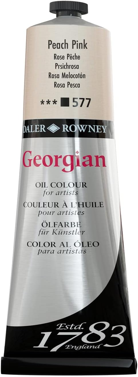 Daler Rowney Georgian Oil Paint Peach Pink 225ml Tube - Art Paints for Canvas Paper and More - Oil Painting Supplies for Artists and Students - Artist Oil Paint for Any Skill Set