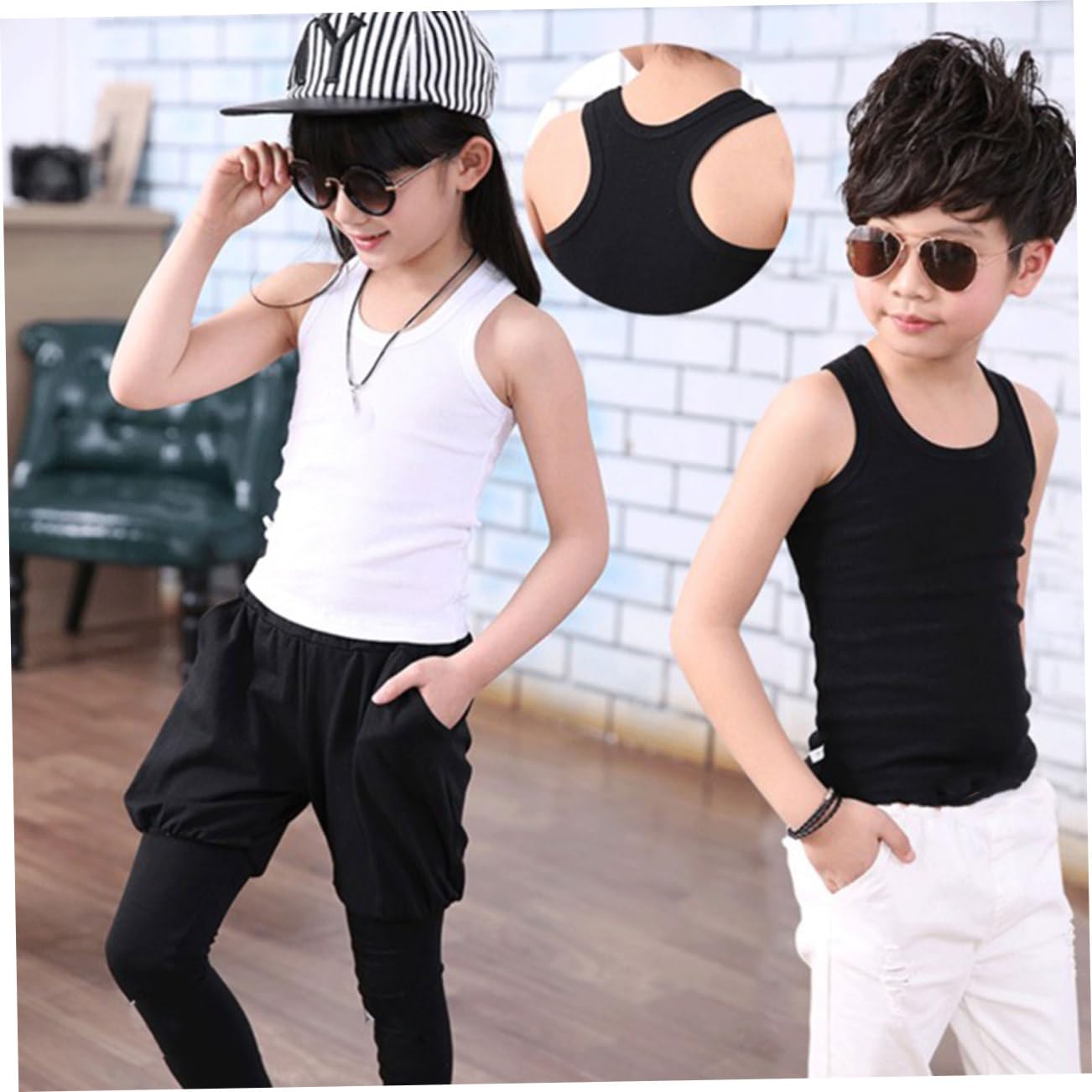 Pack Kinderweste Sommer 110cm Baumwolle Ärmellos für Jungen Schwarz
