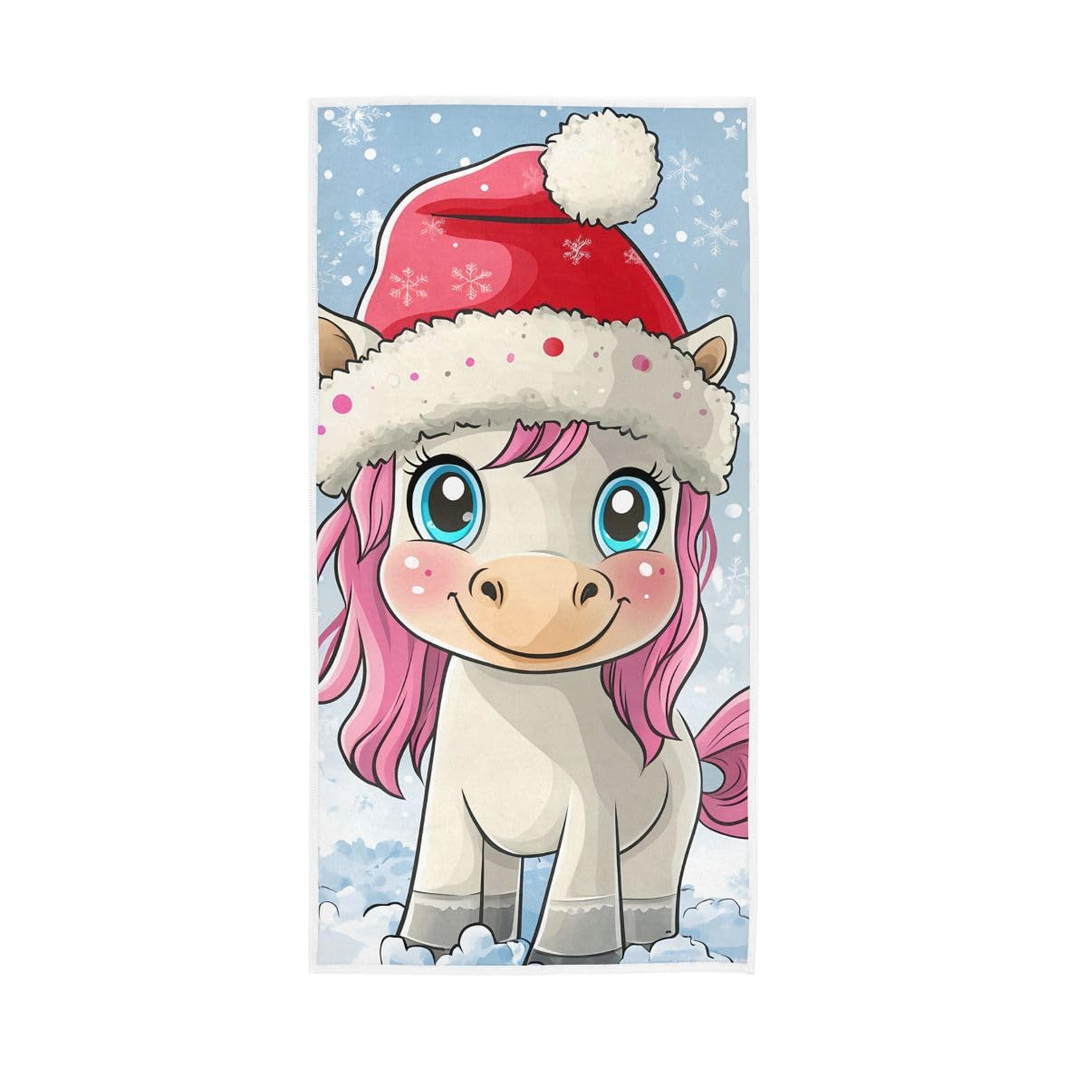 LSRCPD Cartoon Unicorn in Christmas Hat Hand Towels, Hand Towels for Bathroom Clearance 15 x 30 Inches