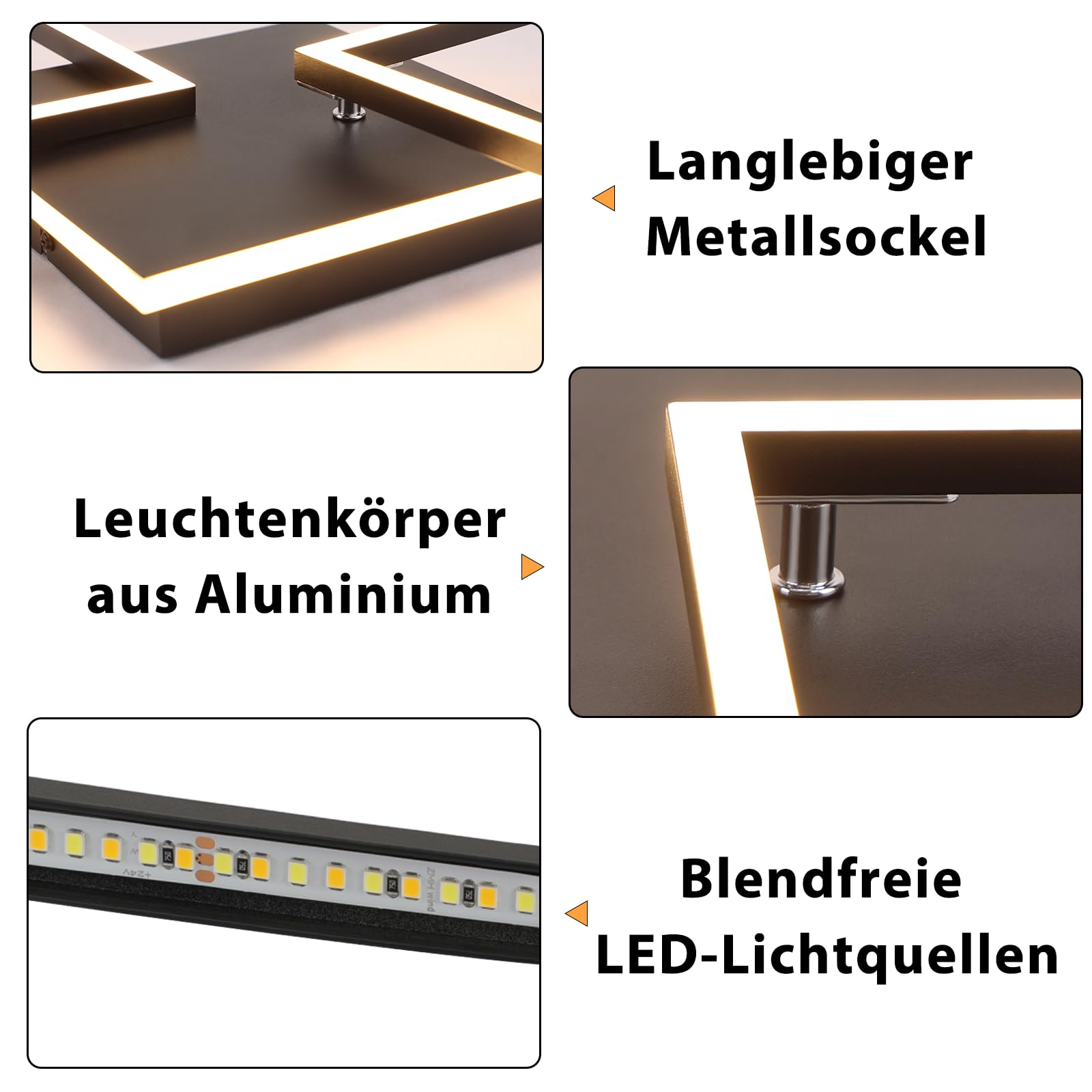 Homefire LED Deckenlampe Schlafzimmer Deckenleuchte 32W Wohnzimmerlampe | Schwarz Küchenlampe Dimmbar Modern Eckig Schlafzimmerlampe mit Fernbedienung Küche Deckenlampen für Esszimmer Büro Flur