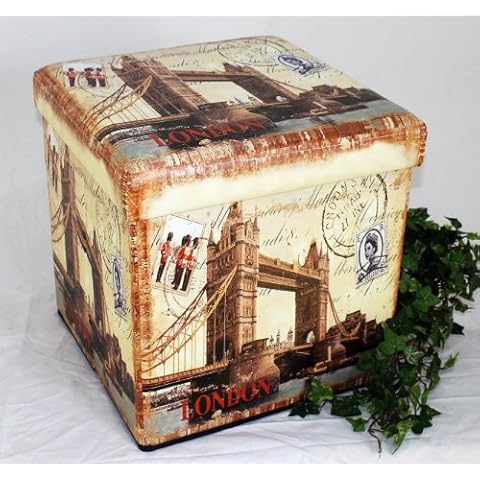 DanDiBo Hocker aus Kunstleder Sitzhocker 2216 Aufbewahrungsbox 40 cm Sitzwürfel Truhe Korb Cover