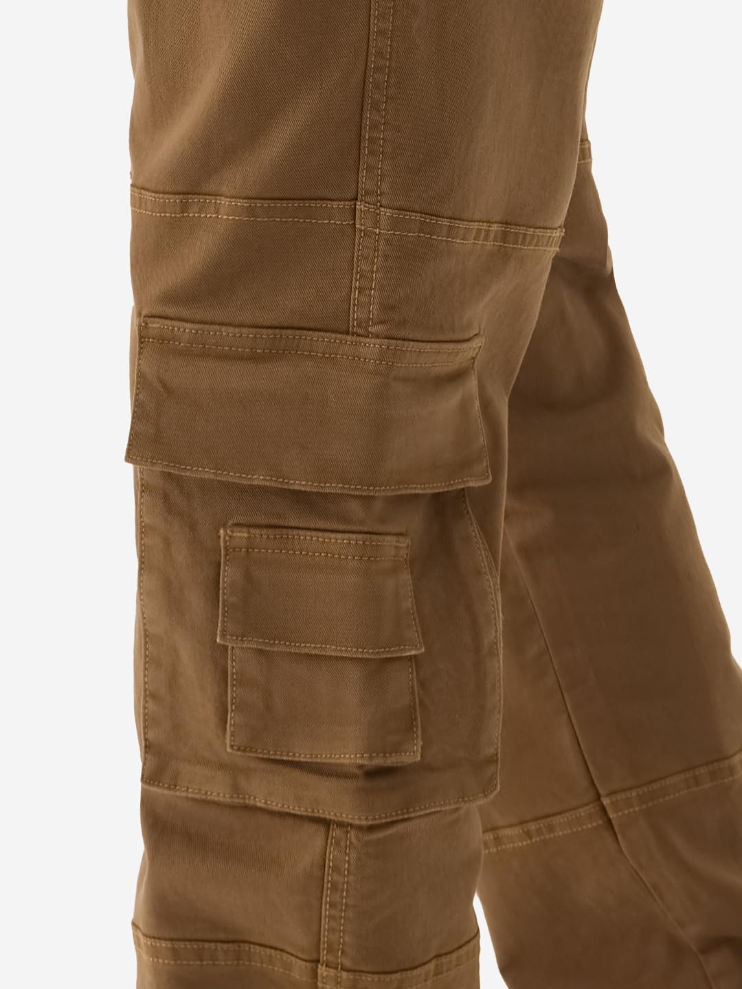The Souled Store Solidne: Rustykalne męskie i chłopięce spodnie cargo o prostym kroju brązowe dżinsy dla mężczyzn o regularnym kroju męskie spodnie na co dzień styl pełna długość przyjazne w podróży
