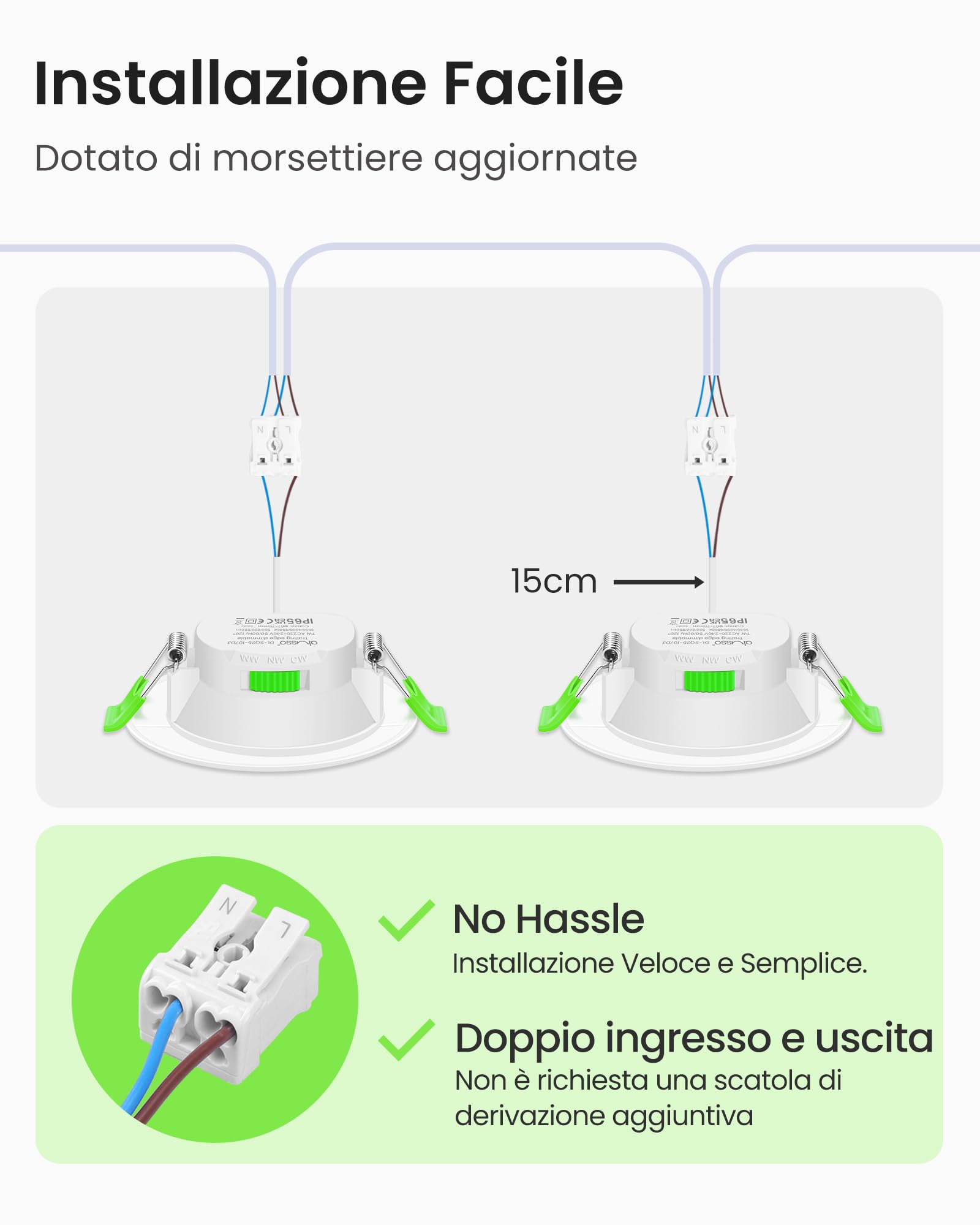 ALUSSO Faretti LED da Incasso per Cartongesso Dimmerabili, Ultrasottili 7W IP65 3000K 4000K 6500K Faretti LED Soffitto, AC 220-240V, Diametro Foro Ø67-75mm, Rotondo Bianco, Set di 6