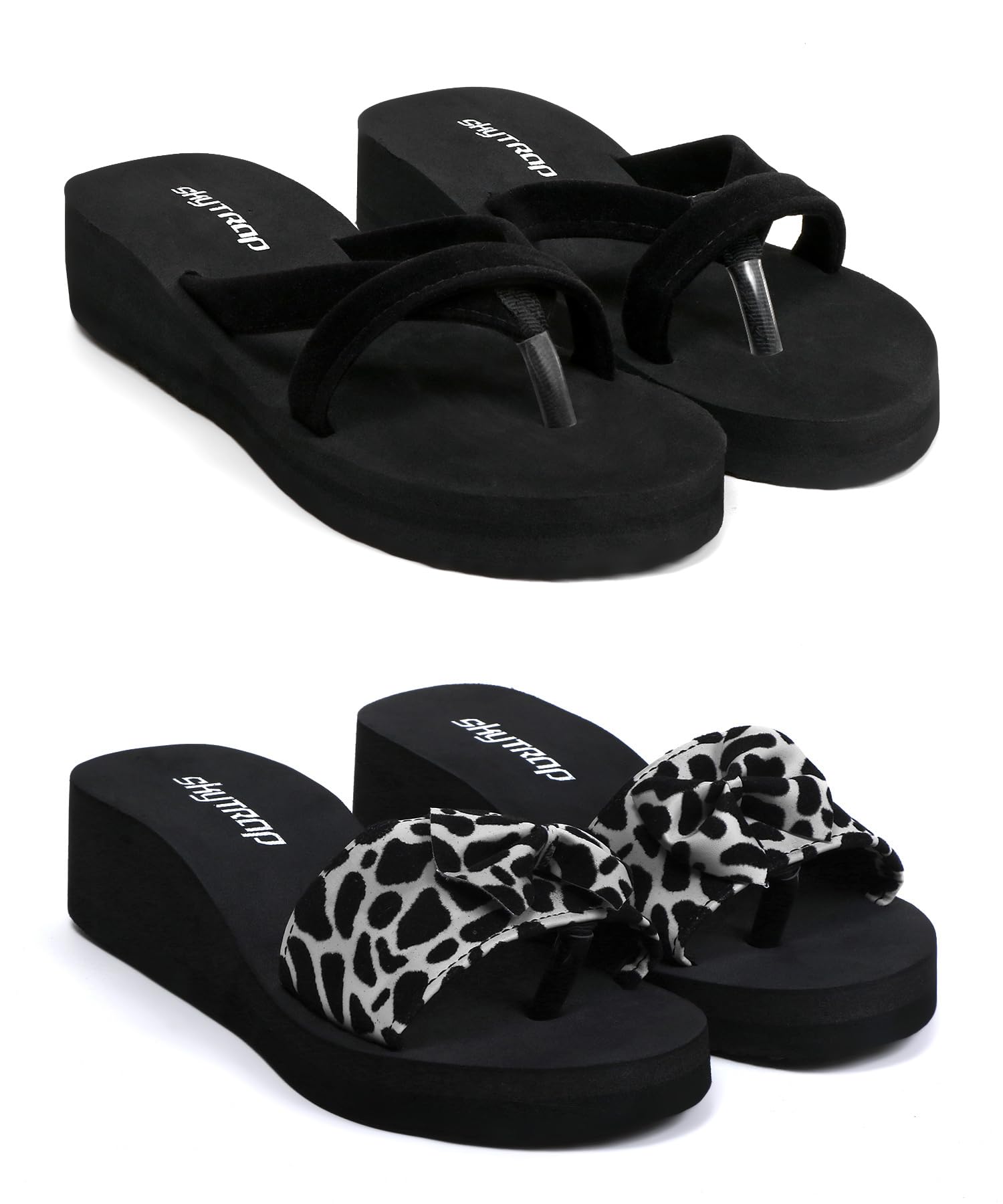 Skytrap Women Black Nubuck, Synthetic Slippers Flipflop Combo of 2 (numeric 4) (B0CMD3C3W1) Amazon Price History, Amazon Price Tracker