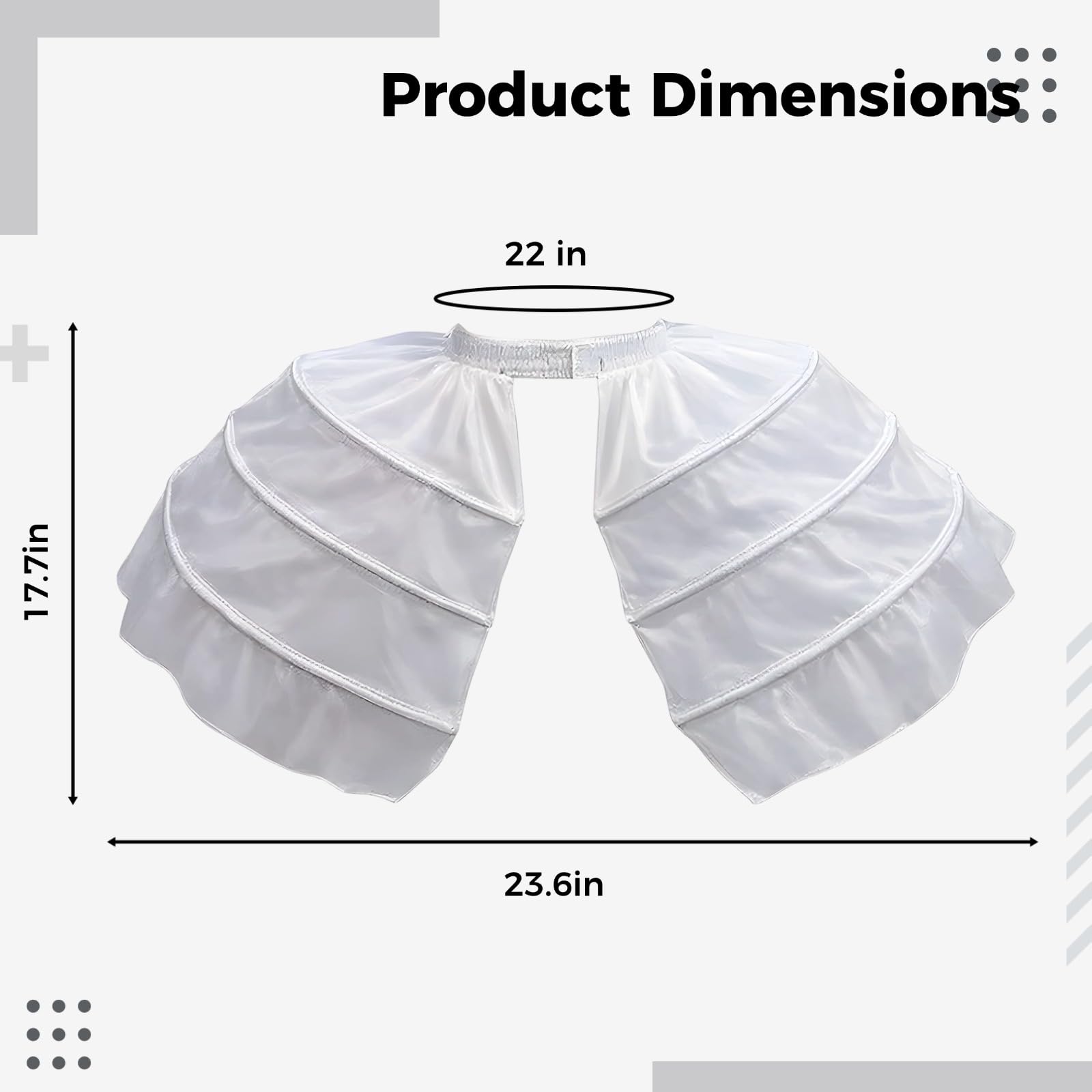 Reifrock weiß, Crinoline-Unterrock im viktorianischen Stil, Taillenweite 56 cm, Länge 45 cm, Durchmesser 60 cm, für Brautkleider, Cosplay und Festliche Kostüme