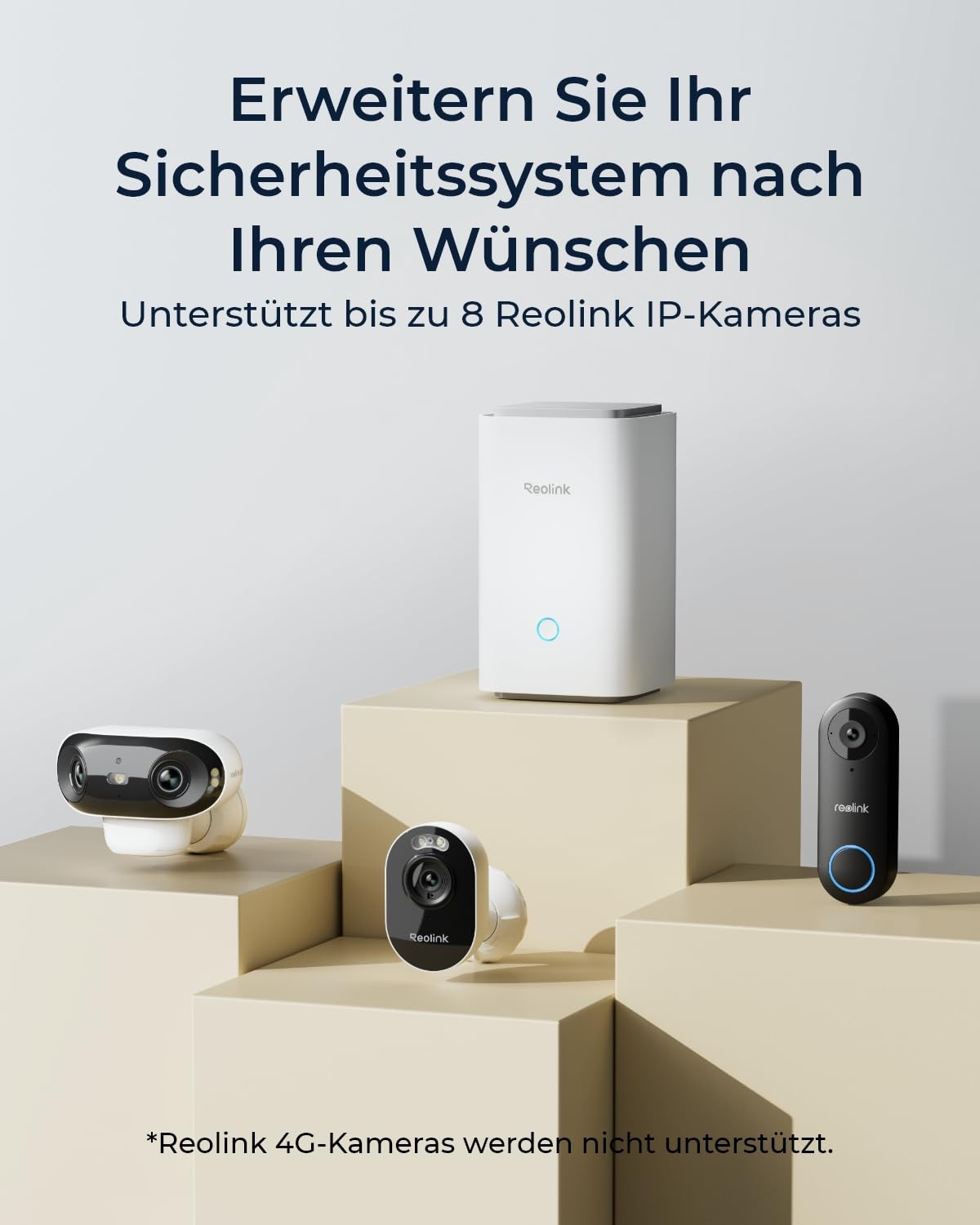 Reolink 2K Überwachungskamera Set Aussen mit Home Hub, Farbnachtsicht, 2,4/5GHz Dualband WLAN, Intelligente Erkennung, Zentrale Verwaltung & Kostenloser lokaler Speicher, Lumus Plug-in 2-Kamera-Set