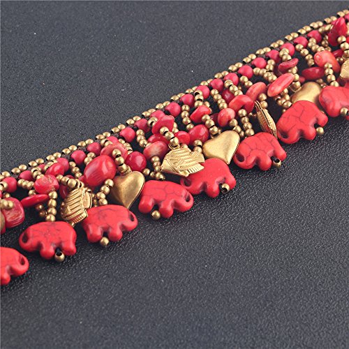 Image of kelistom Bohemian Ankle Bracelets for Women Handmade Natural Stone Beaded Chain Anklet