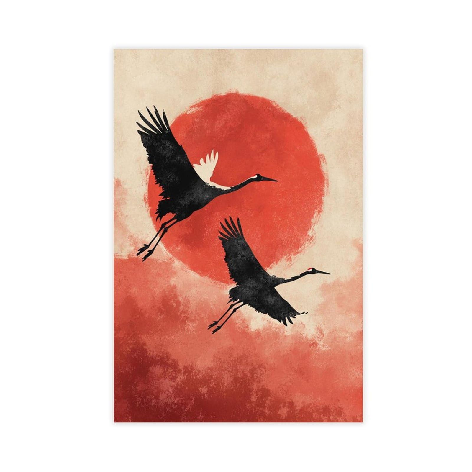 Bareronor Japanese Crane Canvas Poster Bedroom Decor Landscape Office Room Decor Gift 24" L X 36" W