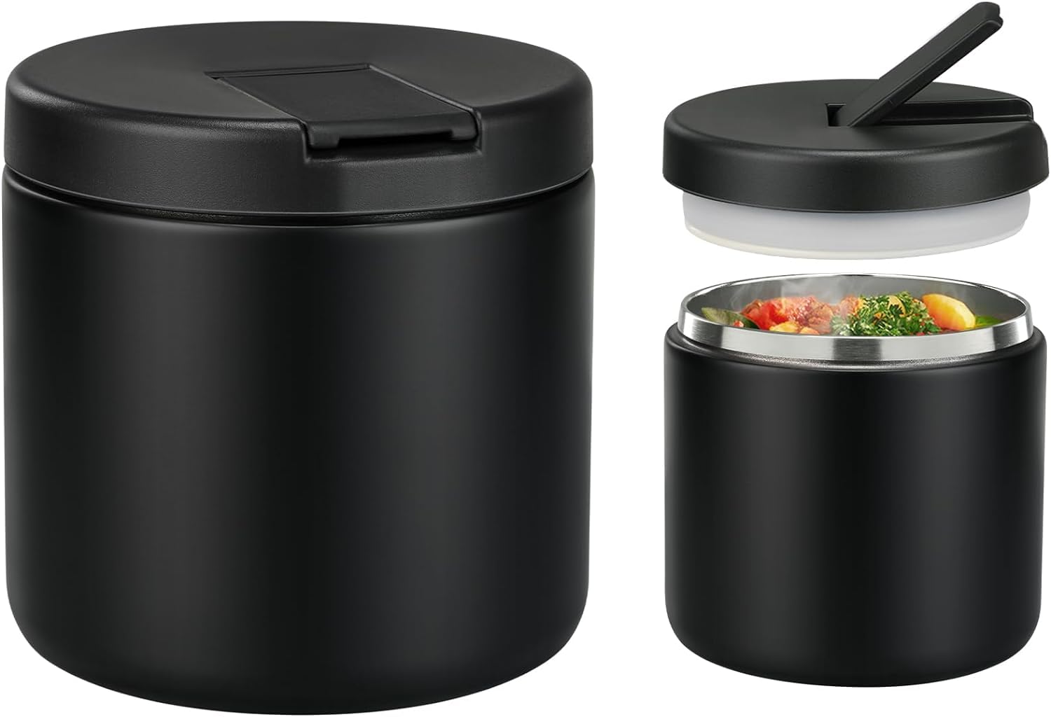 Boîte Isotherme Repas 560ml Acier Inoxydable - Boîte Alimentaire Thermos Avec Couvercle Boucle Noir