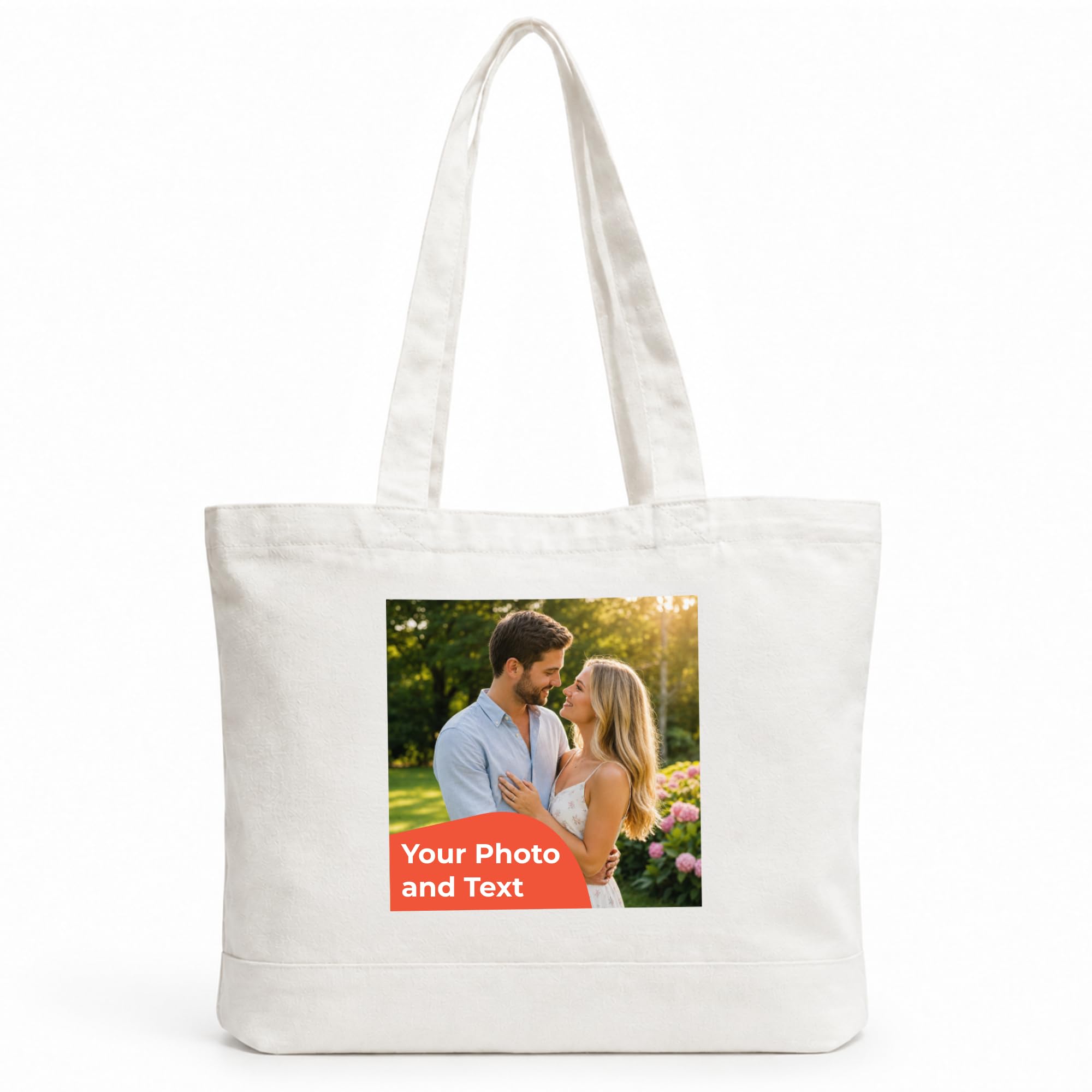 Custom Cotton Canvas Tote Bag, Pack of 1 to 100, 47 × 38 cm, Natural