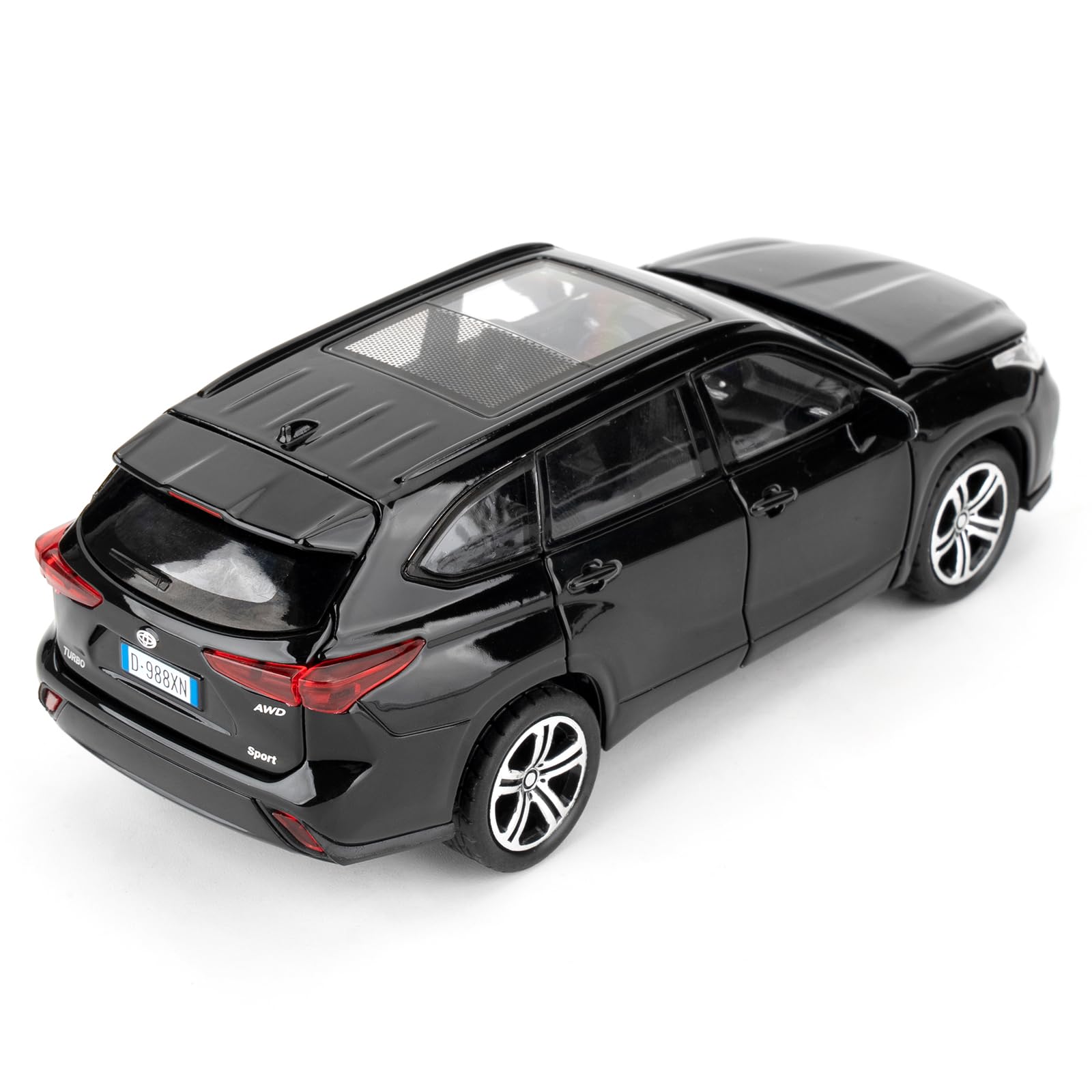 imtfzct 1/32 Toyota Highlander Toy Car,Pull Back Toy Car with Sounds and Lights, Die Cast Alloy Model Car, Boys and Girls Gift (Black) - Image 2