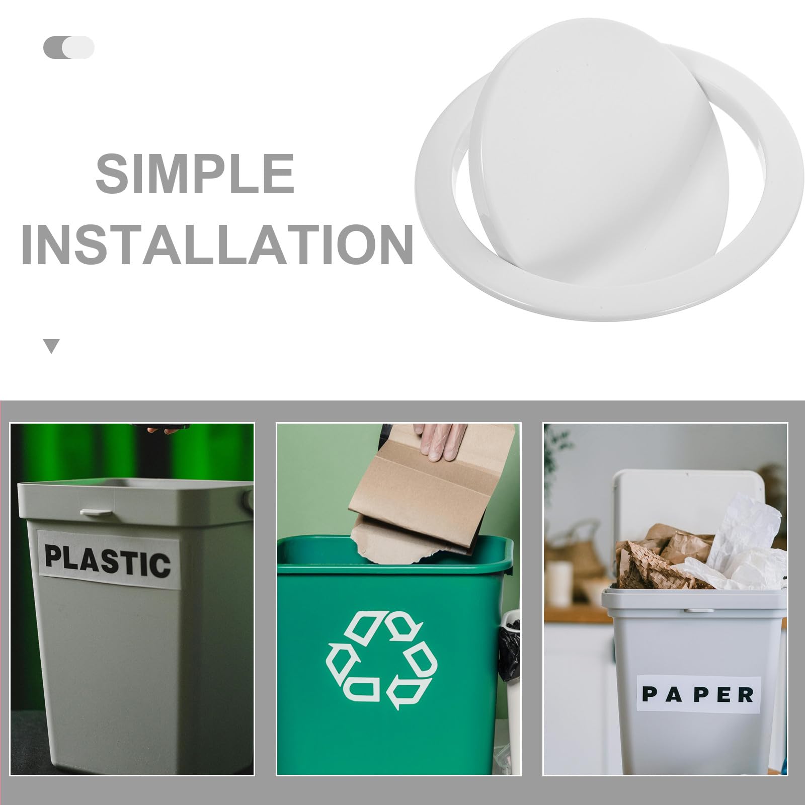 Zerodeko Tapa de Basura de Encimera Empotrada de Acero Inoxidable 403 para Cocina y Baño Apertura de 18-19 Cm y Diseño Elegante y Duradero