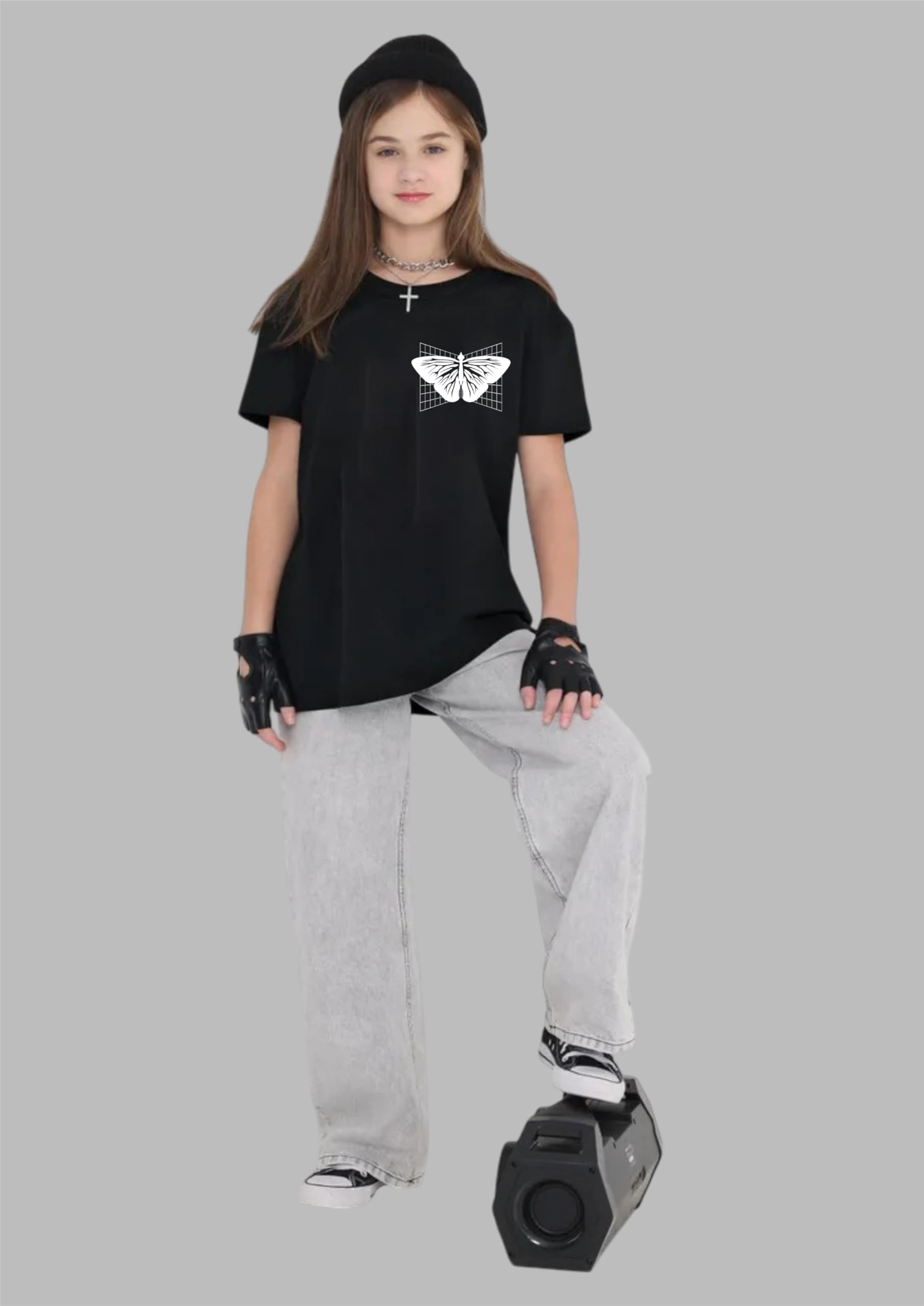Uniplanet Store Camiseta negra de mezcla de algodón, media manga, ajuste regular, estampado «Back Be Free»
