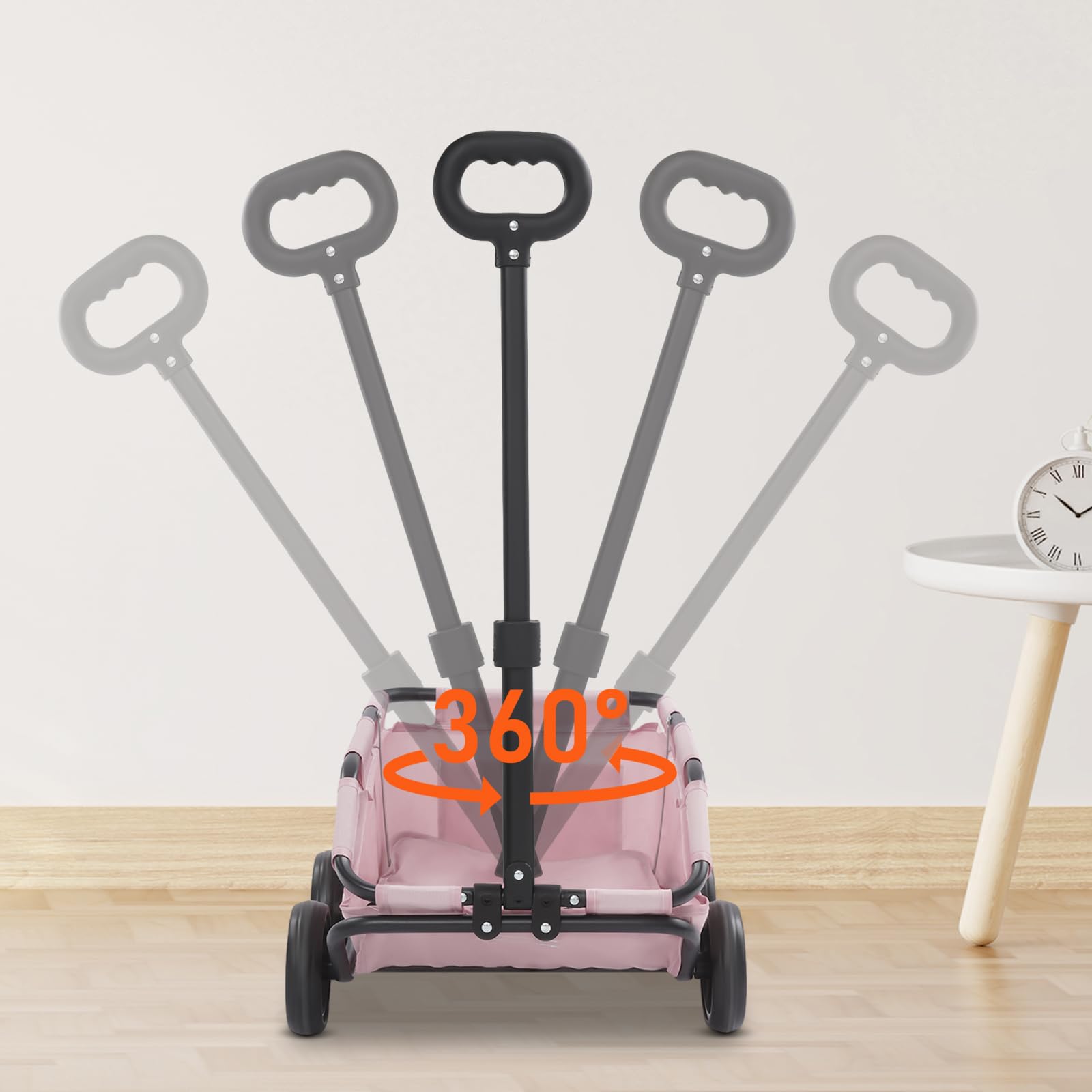 Passeggino pieghevole per cani di piccola taglia e gatti, leggero con manico telescopico, telaio stabile, fino a 7,5 kg, con cuscino interno e tasca laterale 31 × 51 × 35 cm (rosa)