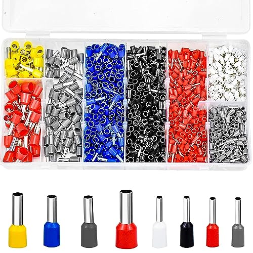 Image of DIANZHU 1250Pieces Wire Ferrules kit, Wire Terminal Ferrules Crimp Connector, Insulated Cord Pin End Terminal Great Assortment Ferrules Kit with Portable Box