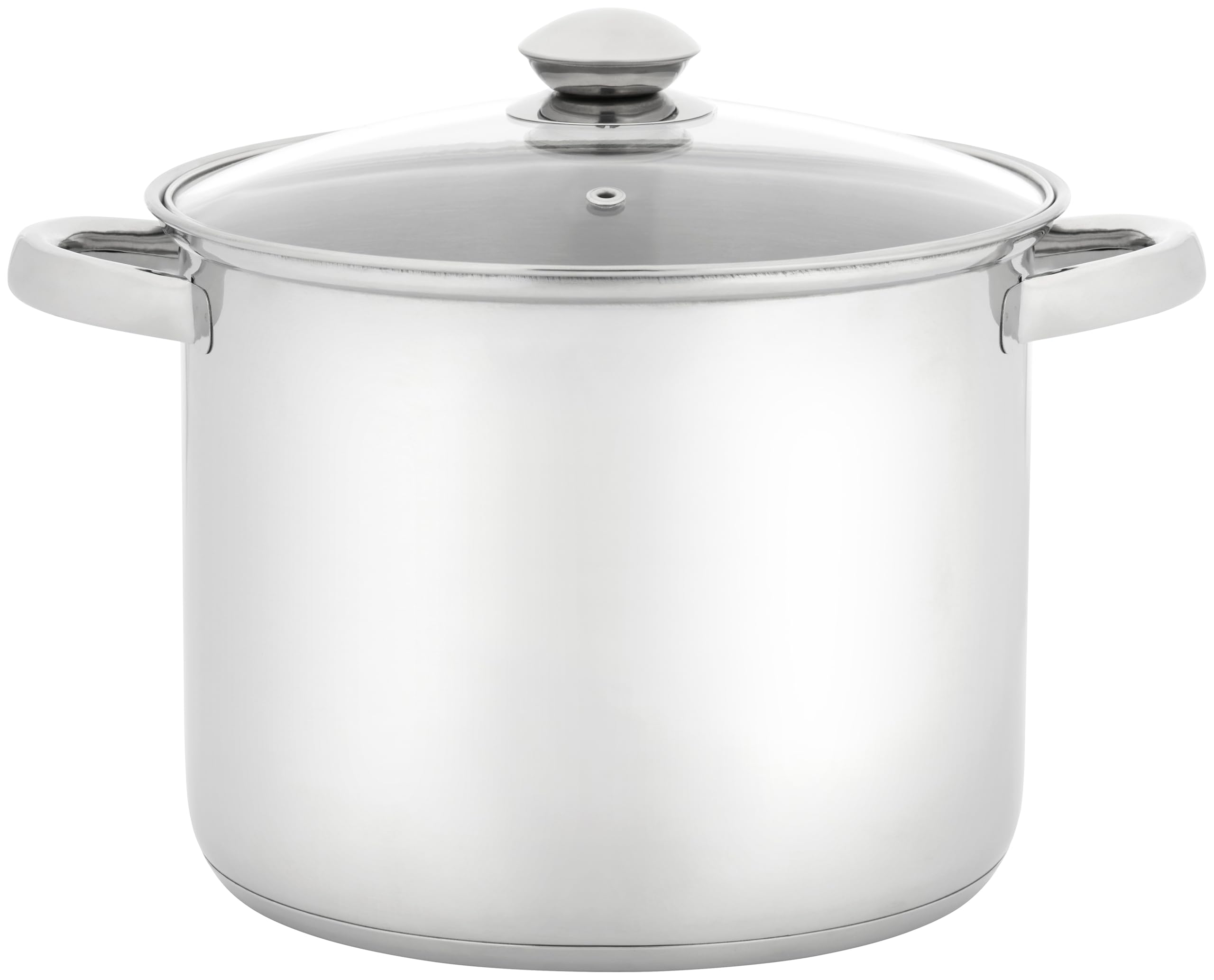 Judge Essentials Polished Stainless Steel Stock Pot with Lid, 6.5L, 22cm Large Induction Pot, Suitable for All Hob Types, Oven and Dishwasher Safe