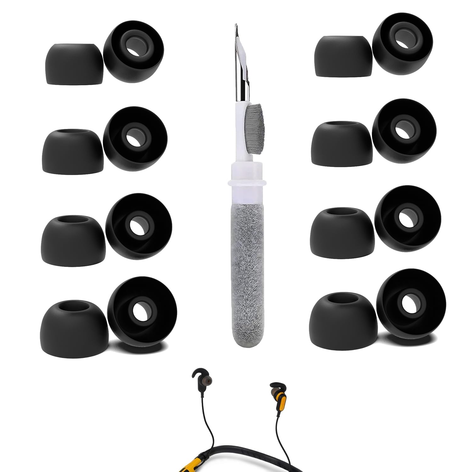 [8 Pairs] Replacement Ear Tips for DEWALT Jobsite Pro-X1, with 3 in 1 Cleaner Kit, Silicone Ear Tips (XS/S/M/L)