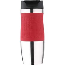 BERGNER Travel Thermos Flask 400 ml with Removable Lid Made of Stainless Steel Double Insulated Wall for Temperature Maintenance Drip Proof Cap Colour Red