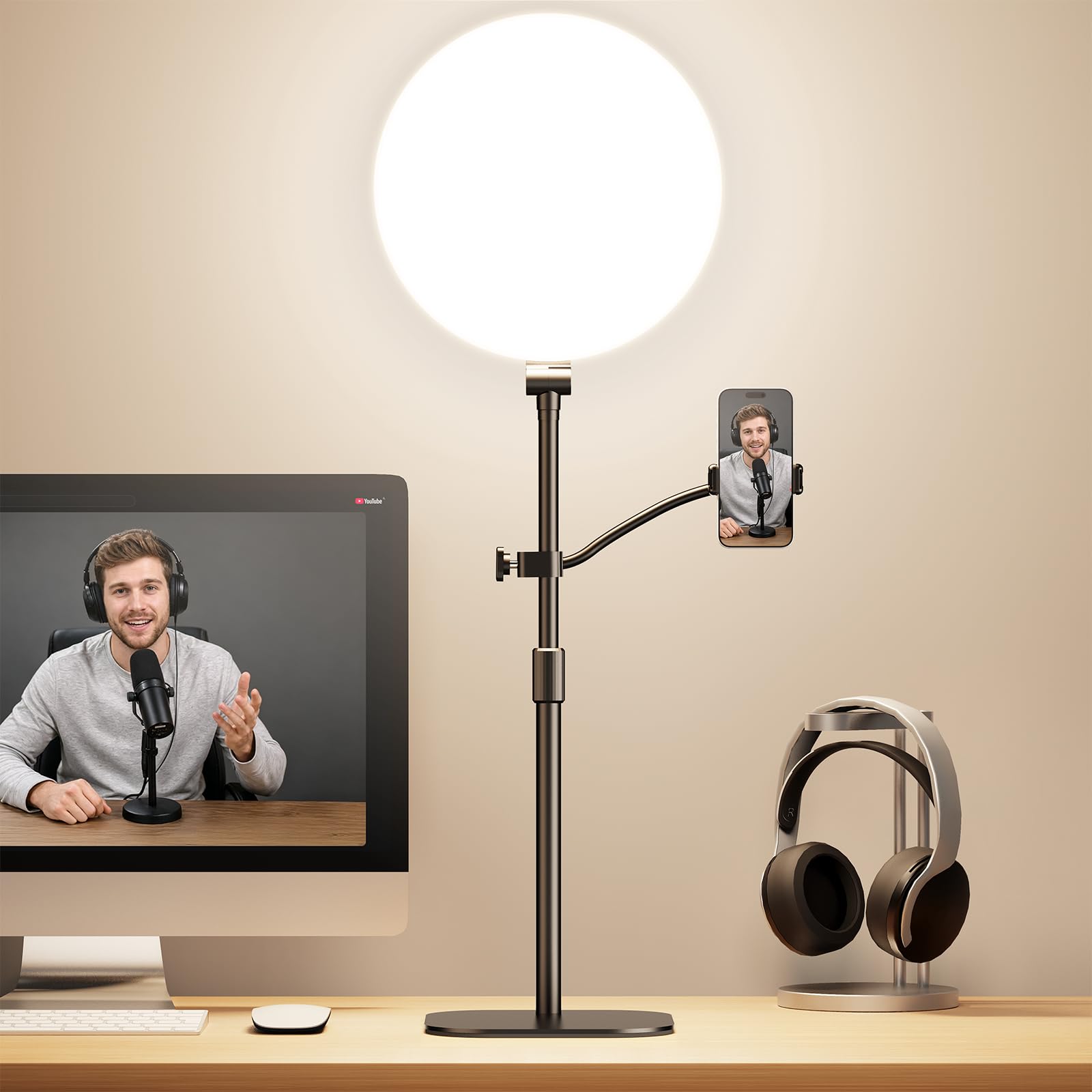 10-inch LED Desktop Ring Light with Phone Holder