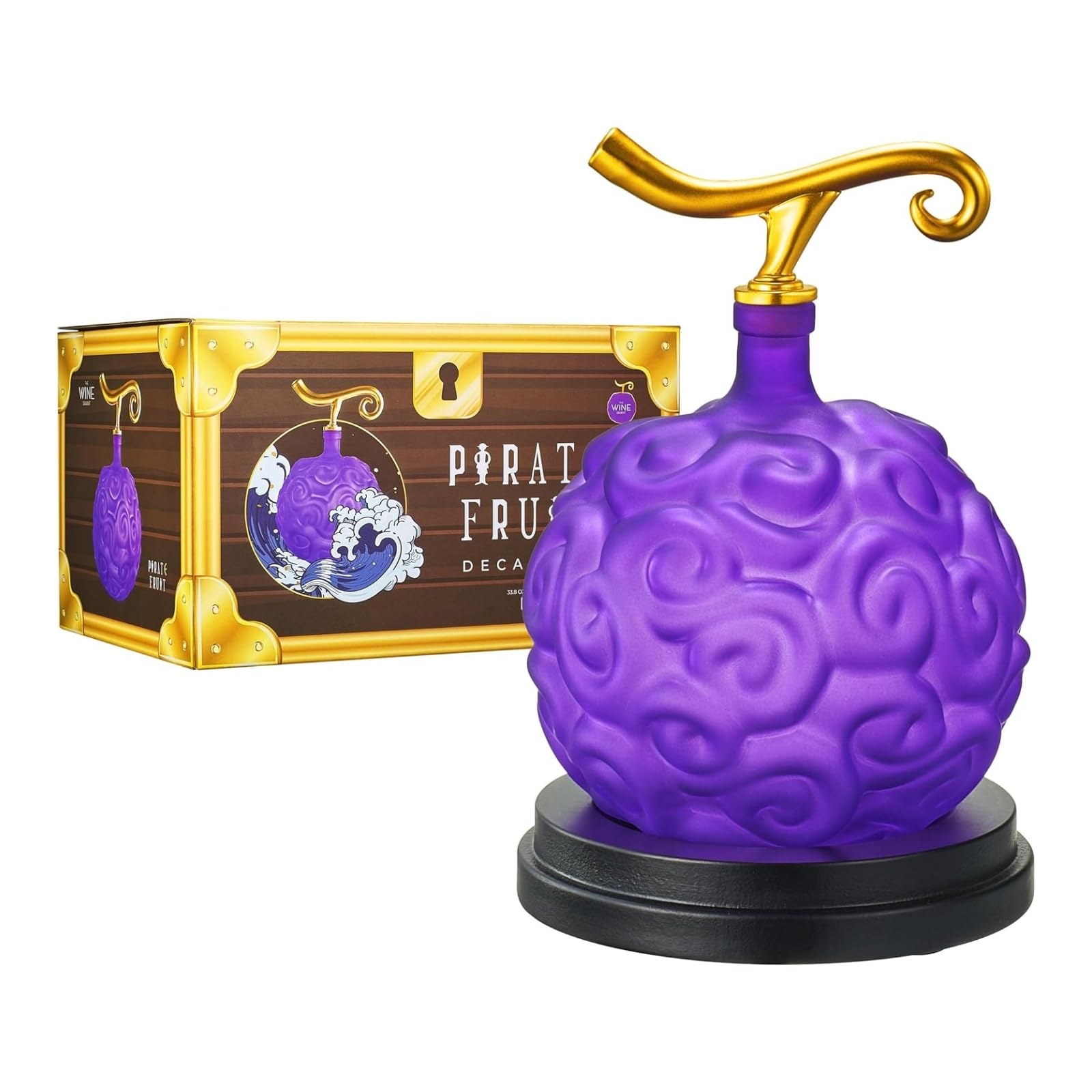 Anime Devil Crystal Decanter w/Mahogany Base, 1 Piece Liquor Decanter