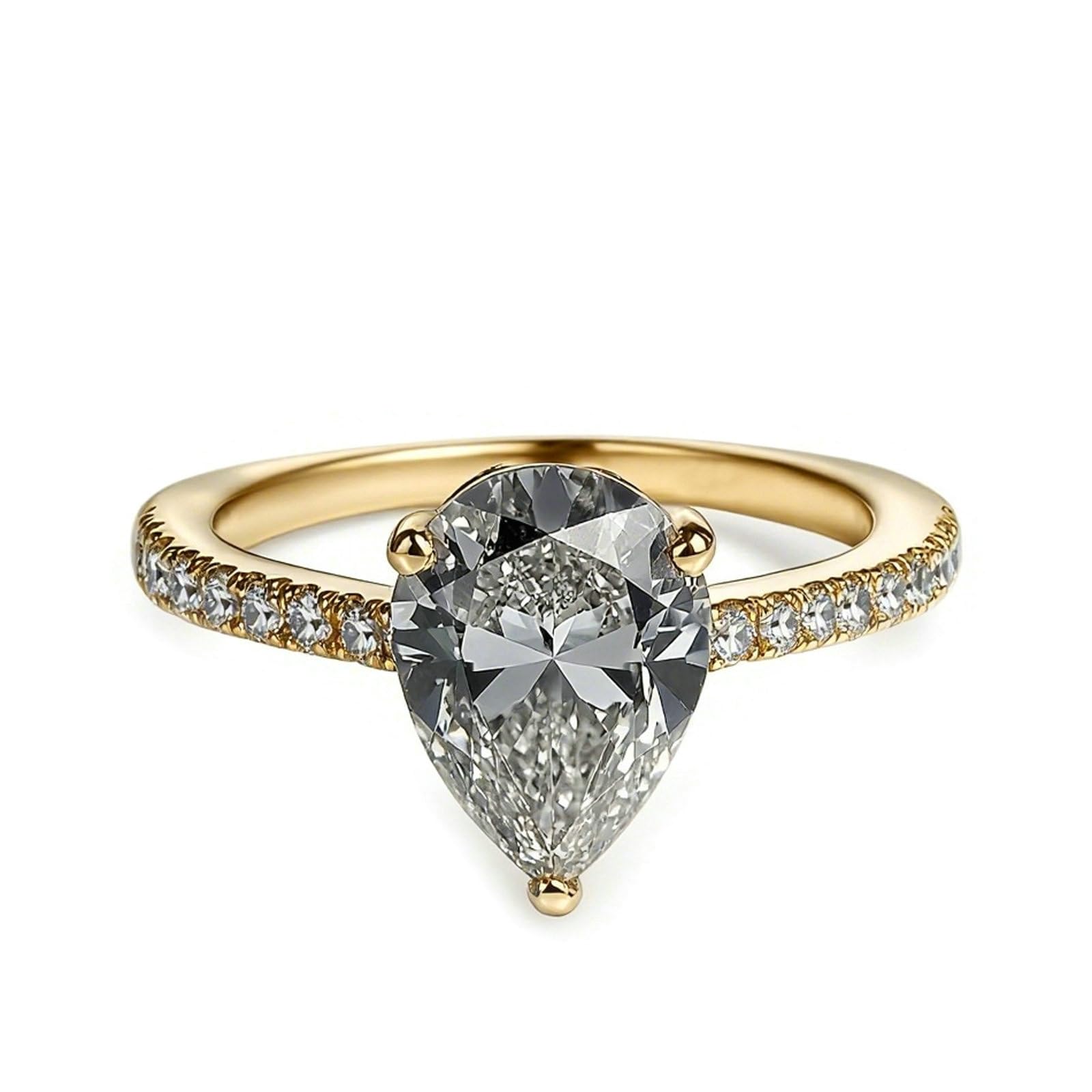 Divertente anello di fidanzamento in oro bianco 9 K 14 K 18 K, a forma di goccia d'acqua con moissanite, da donna
