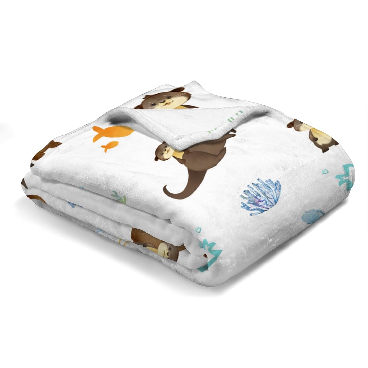 Baby Cute Sea Otter Blanket for Boy Girl Cute Animals Family Soft Swaddle Blanket Cartoon Sea Animals Unisex Receiving Blankets Flannel Baby Nursery Toddler Bed Blanket Crib Cover Playmat 40x50
