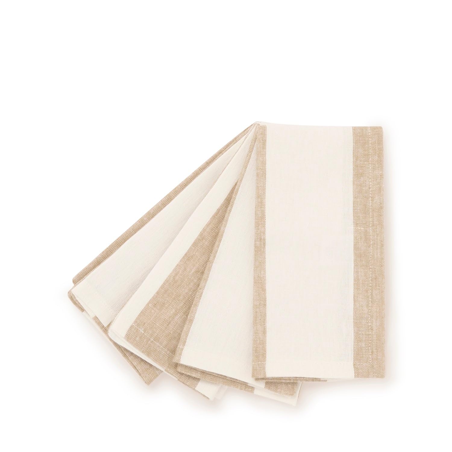 Sophie Allport Neutral Witham Sand Stripe Linen Napkins (Set Of 4)