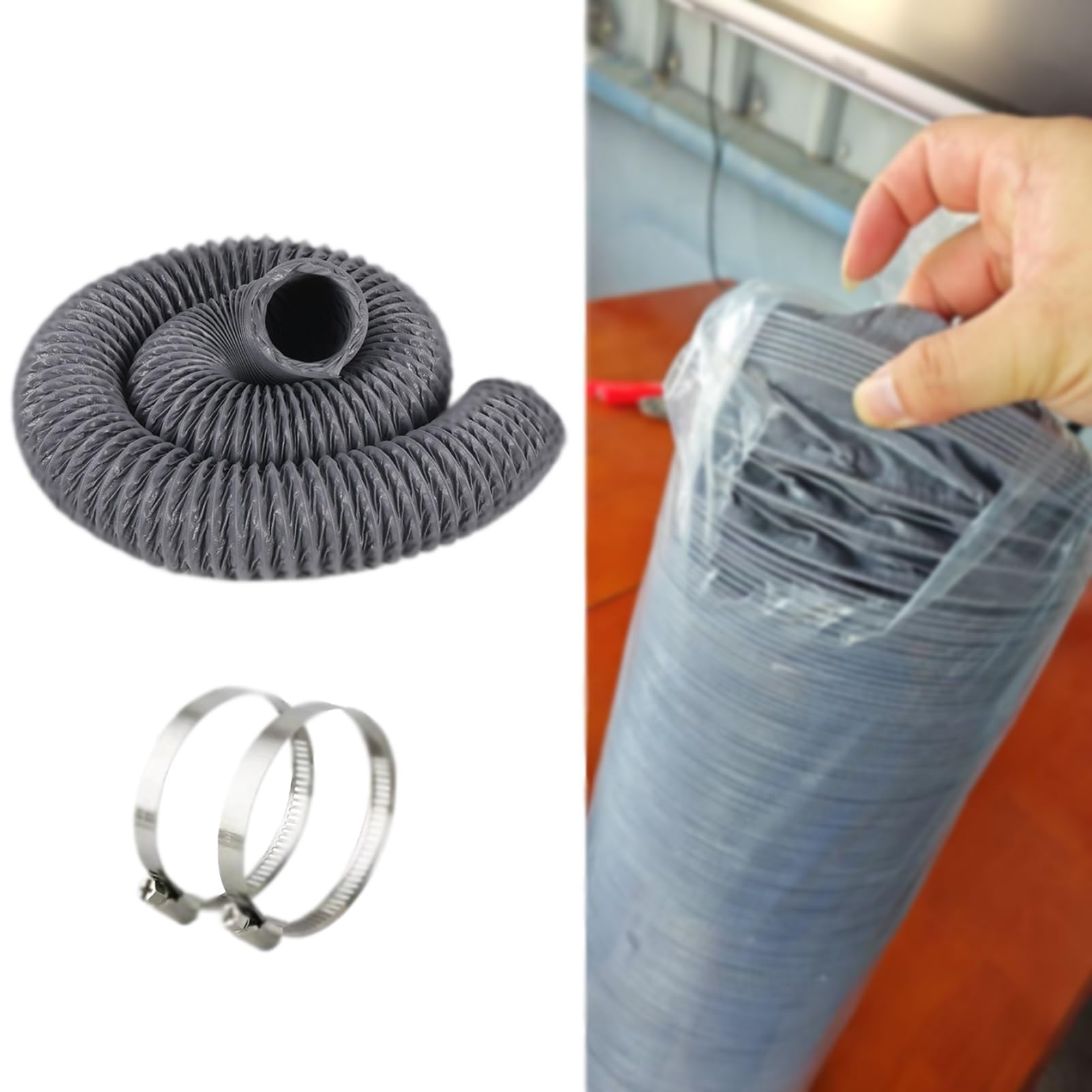 Tuyau flexible pour ventilateur d'extraction en PVC robuste long de 8m