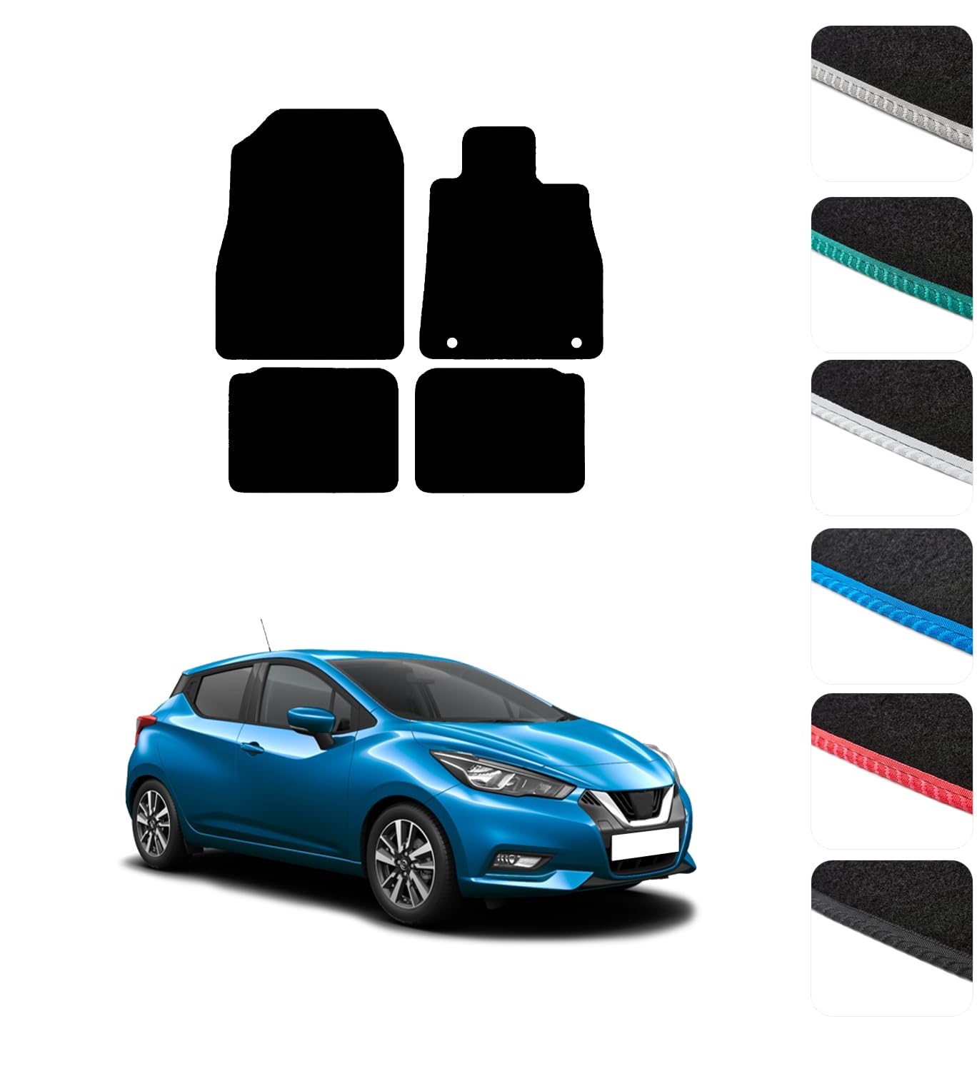 Tailored Car Mats For Nissan Micra 2017 Onwards – 4pc Deluxe Carpet Set