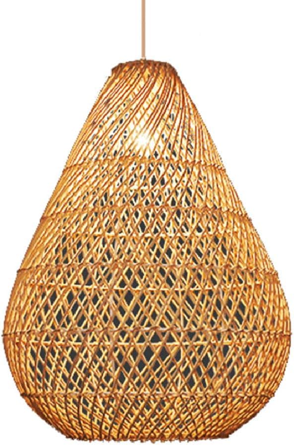 Plafonnier réglable en rotin et luminaire suspension cage en bambou pour chambre