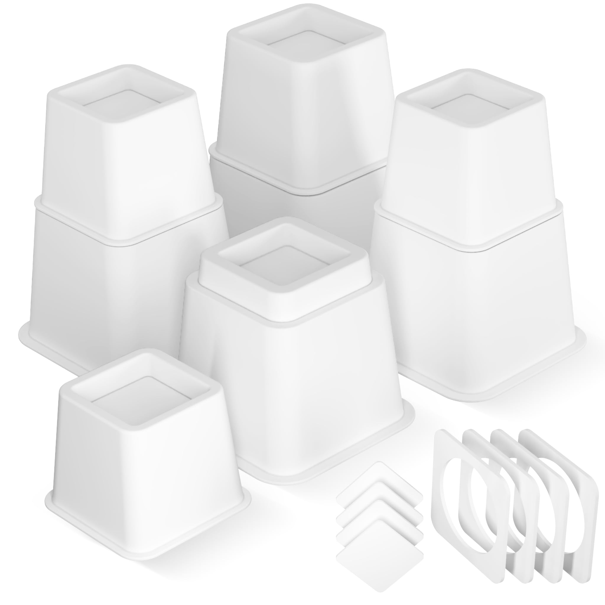 Utopia Bedding Bed Riser, 3 & 5 Inches Adjustable Furniture Risers for 8 Inch Combined Furniture Lift, Under Bed Storage & Dorm Room Essential, Supports Up to 1,300 lbs (4 Set, White)