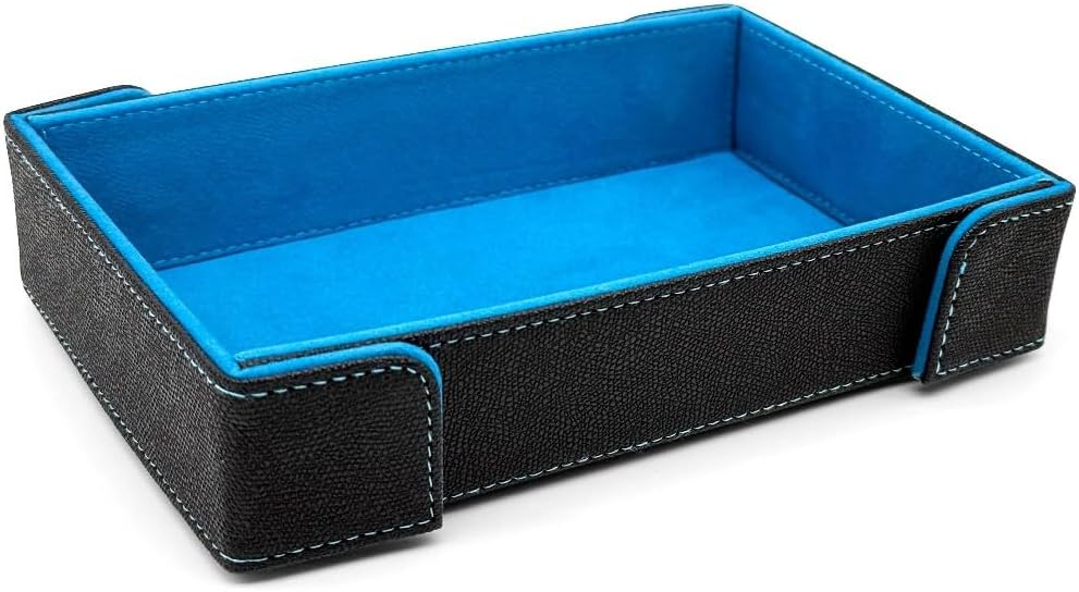 Norse Foundry Blue Rectangle Dice Tray - Luxurious Velvet Interior, Black Vegan Leather Exterior, Magnetic Folding Dice Tray, Portable and Durable Rolling Mat for RPG and Board Games
