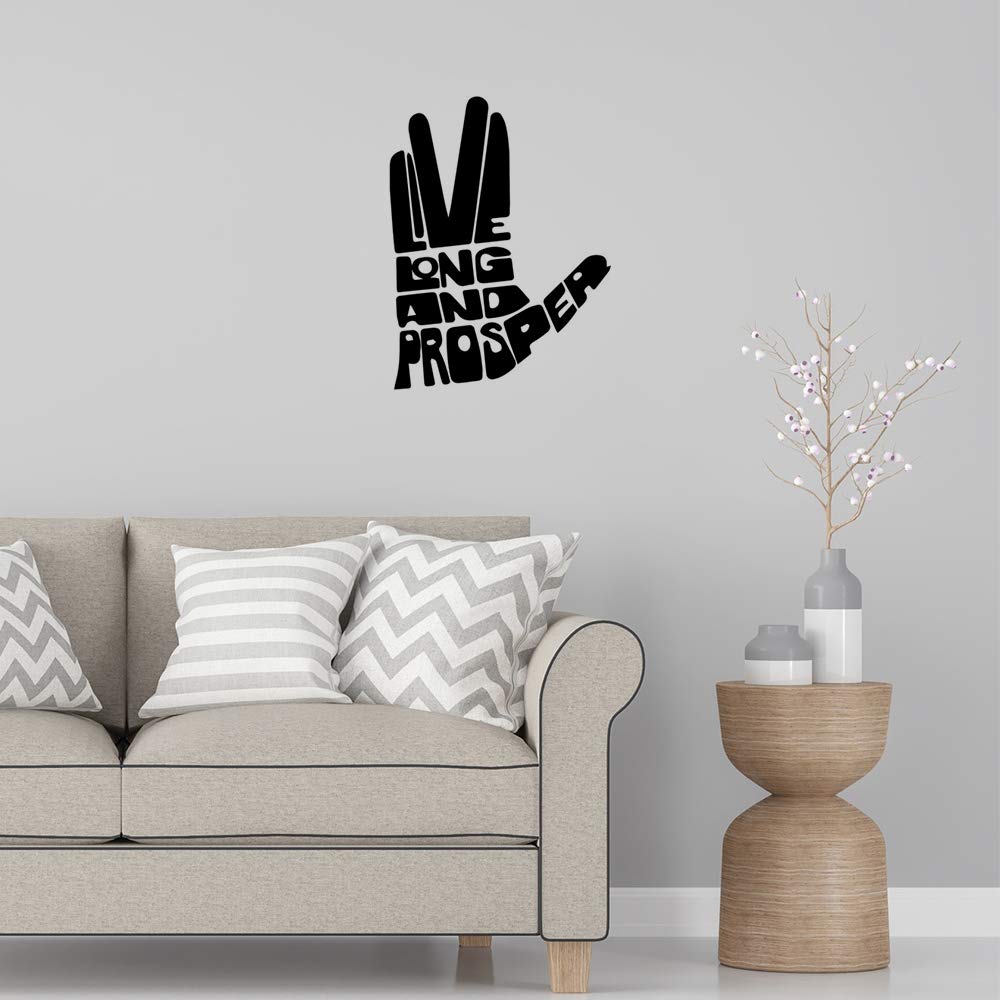 Gadgets Wrap Wall Decals 29CM Wall Stickers Black Color - (Live Long Prosper Spock Star Trek)