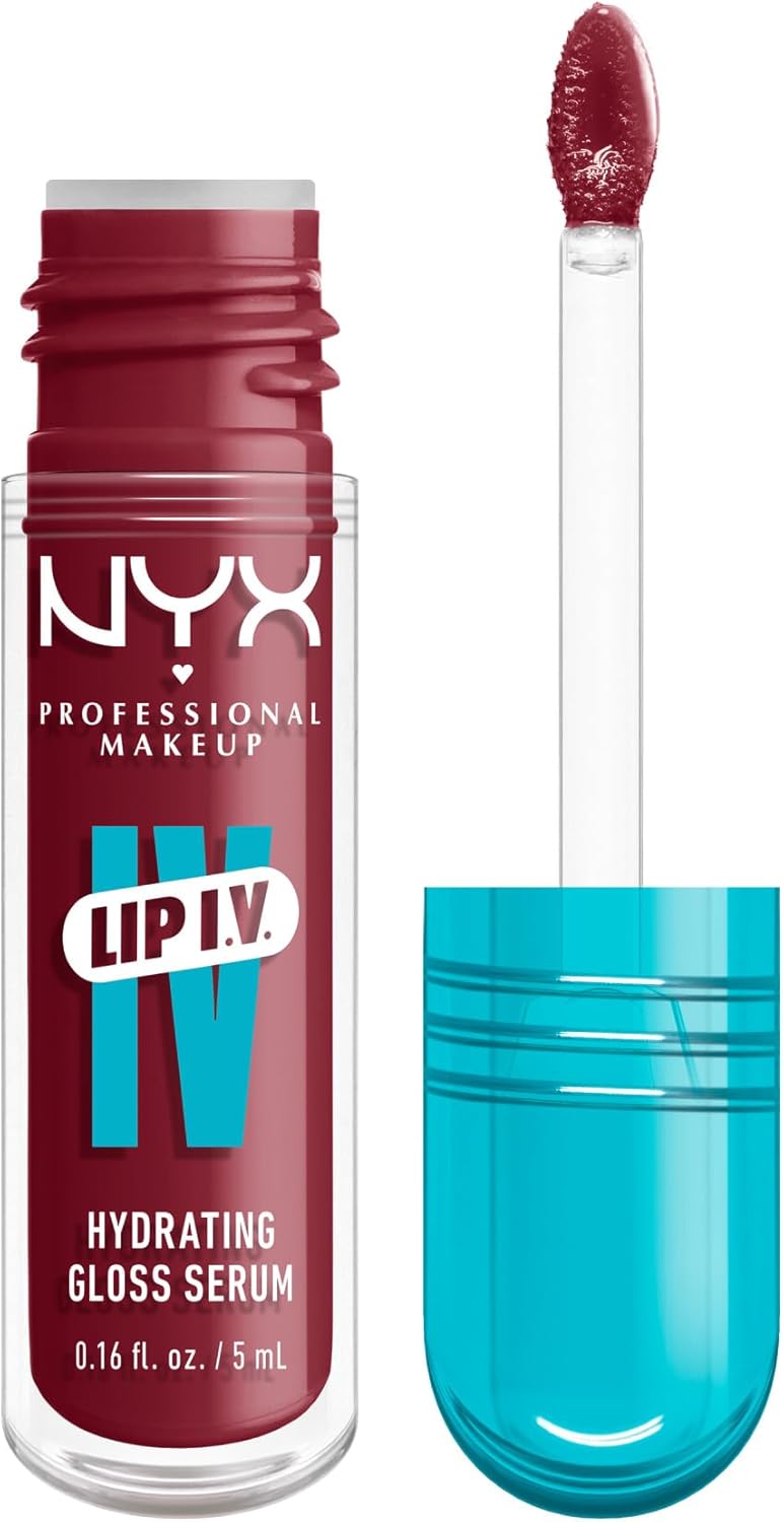 NYX Professional Makeup Lip IV Hydrating Gloss Stain, Lip Gloss, Infused with VITAMINS & COCONUT WATER, Up to 12HR Hydration, High Pigment, Wet Shine Finish, Shade: Bubblegum Burst