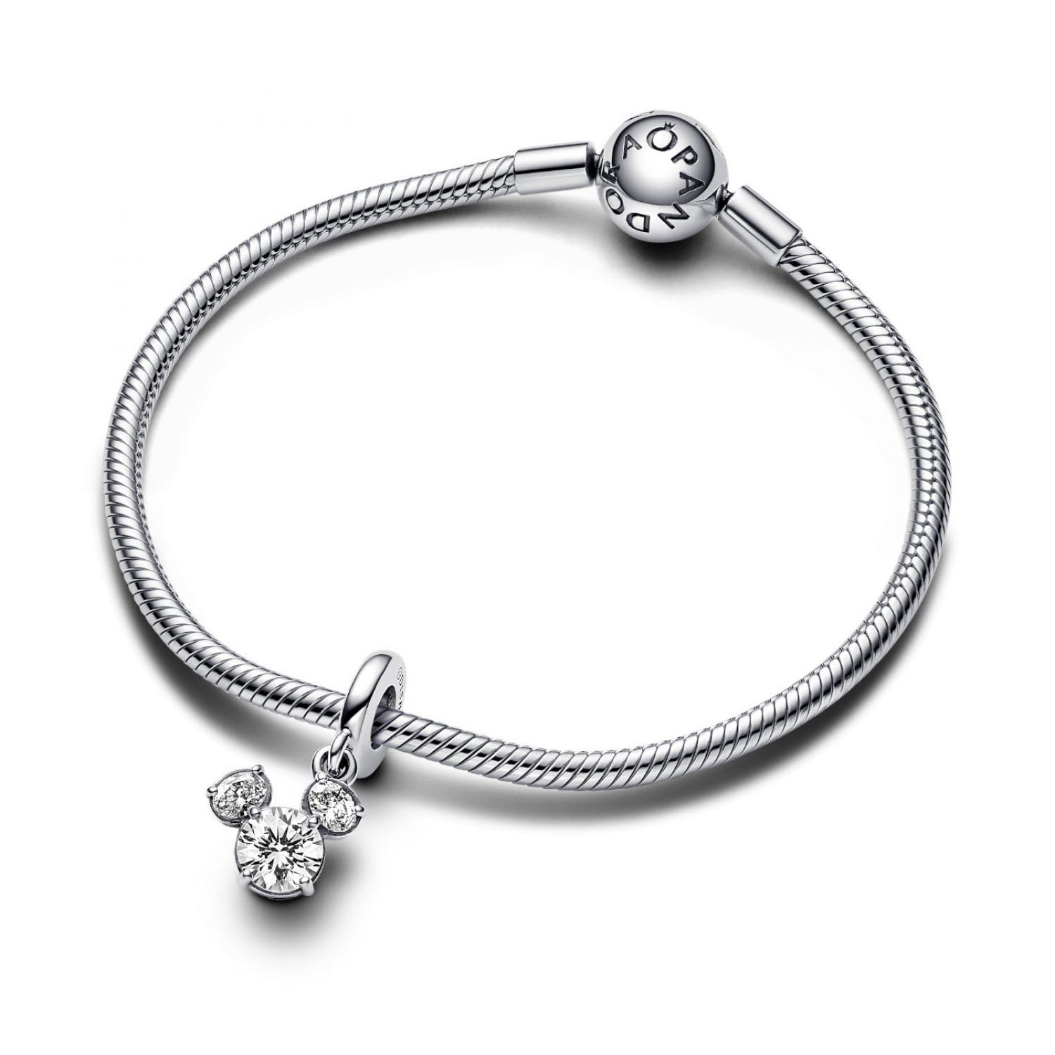 PANDORA Disney Pendente a forma di Topolino in argento Sterling con zirconia cubica trasparente