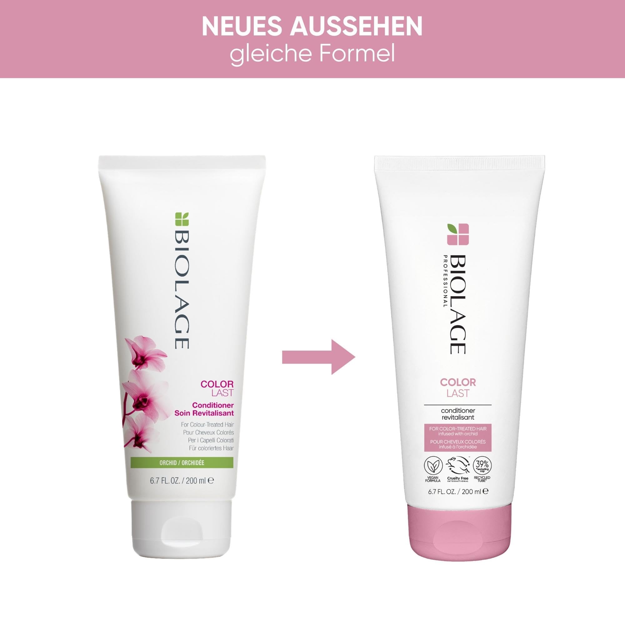 Biolage Pflegender Conditioner für gefärbtes oder getöntes Haar, Für Erhalt und Glanz der Farbe, Mit Orchideen-Extrakt, Color Last, 1 x 200 ml
