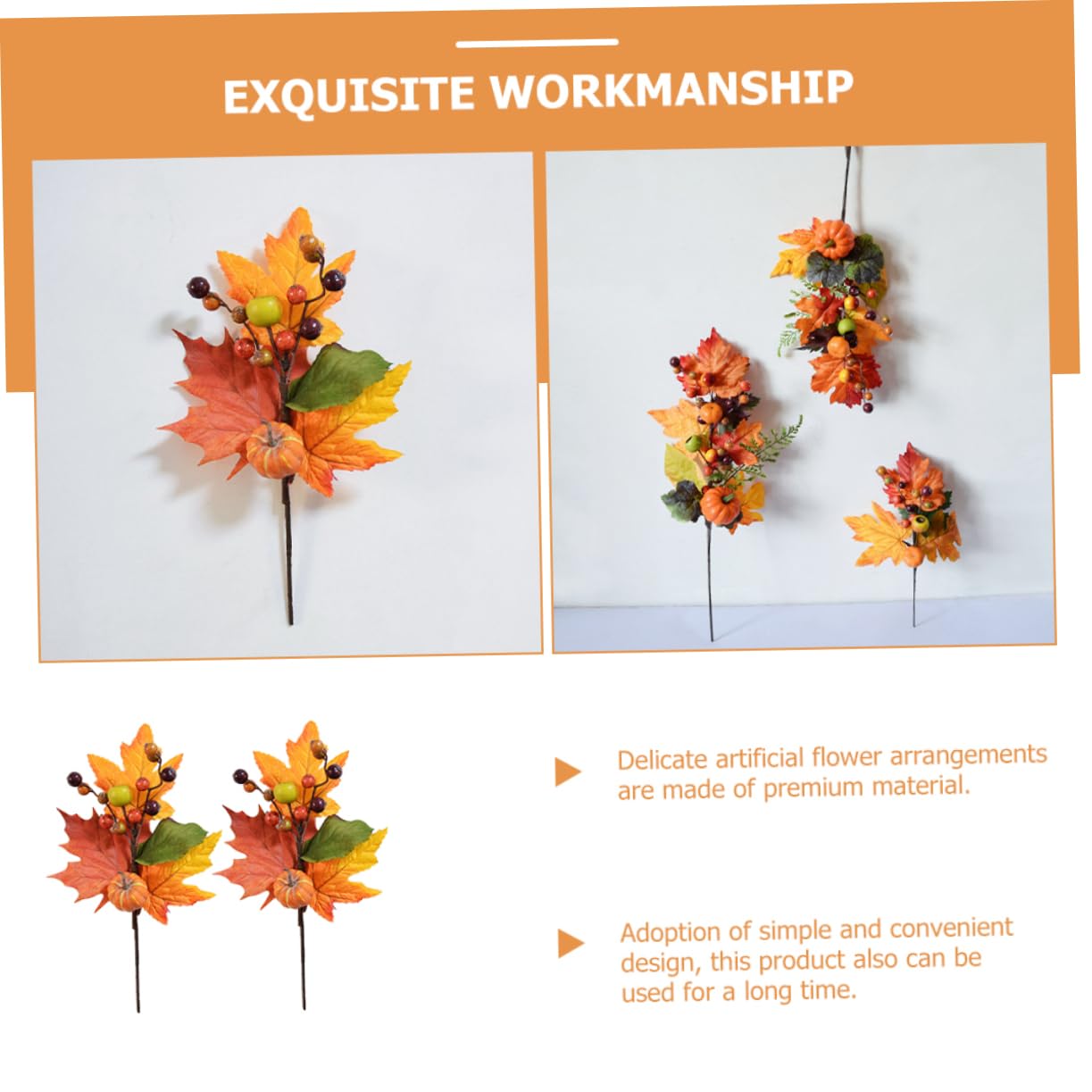 5 Sets Realistische Künstliche Kürbis Maple Leaf Zweig Herbst Saisonale Decor Thanksgiving Home Dekoration Set 2 Stücke * 5