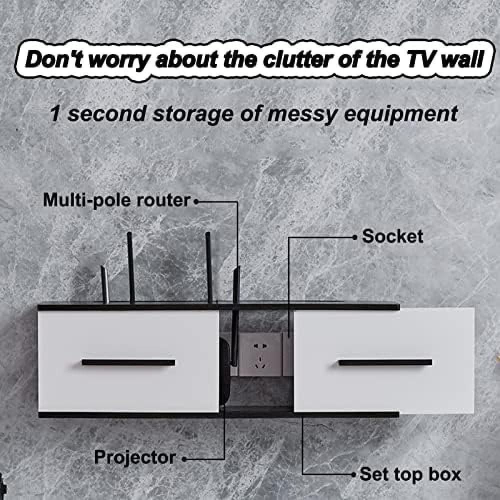 Étagère murale flottante pour modem routeur WiFi, mini projecteur et TV Box Support élégant boîte de rangement pour bureau efficace et solutions d'économie d'espace