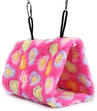 Vktech Plush Snuggle Bird Hammock Hanging Snuggle Cave Happy Hut Bird Parrot Hideaway Size M 23.5 * 22cm Pink