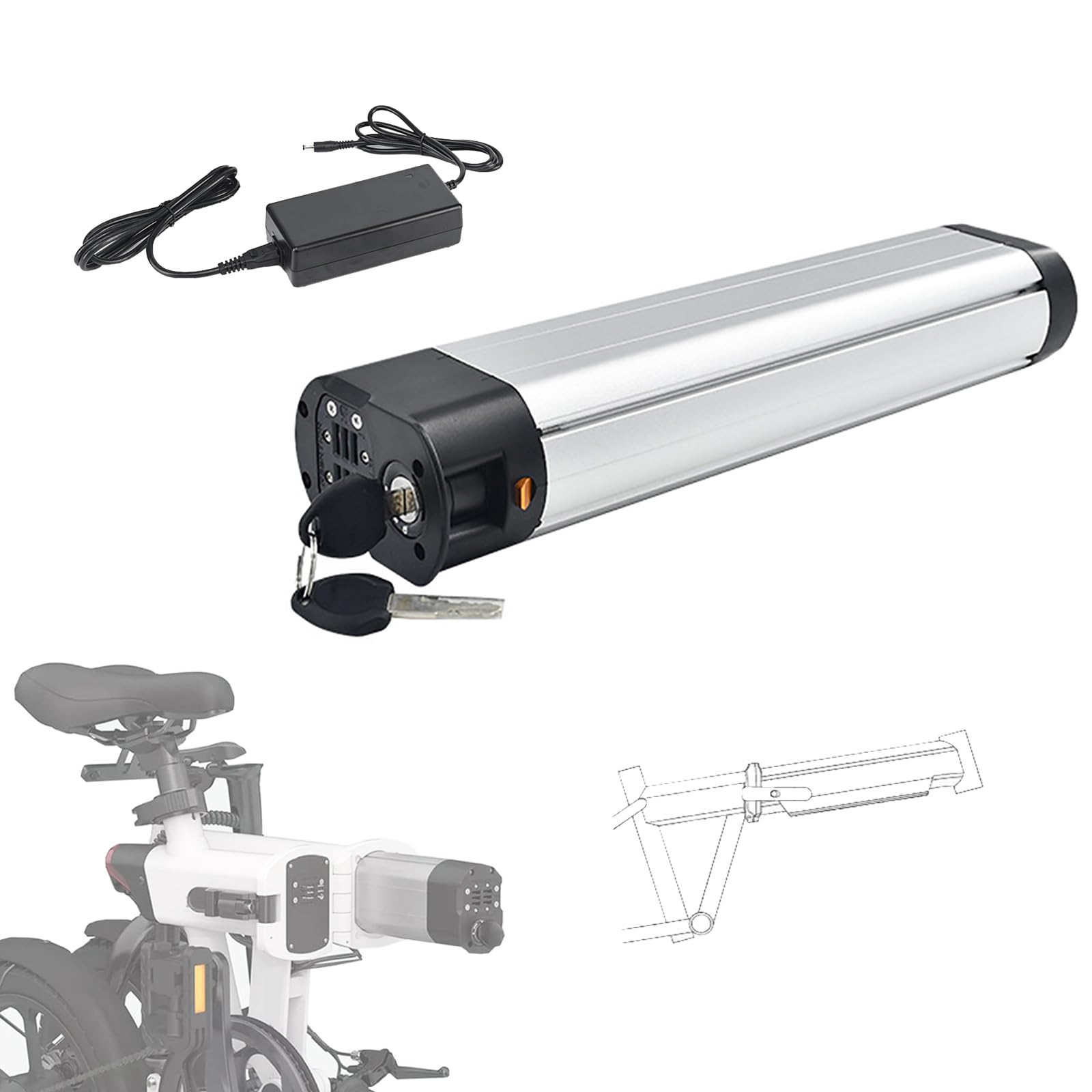 36 Volts 48 Volts 10AH 12AH 14AH Folding E-Bike Battery 36V 13AH 15AH 17.5AH Electric Bike Inside Battery 48V 8AH 10.5AH Li-ion Battery Replace for Ebike Motor Kits,48v8ah