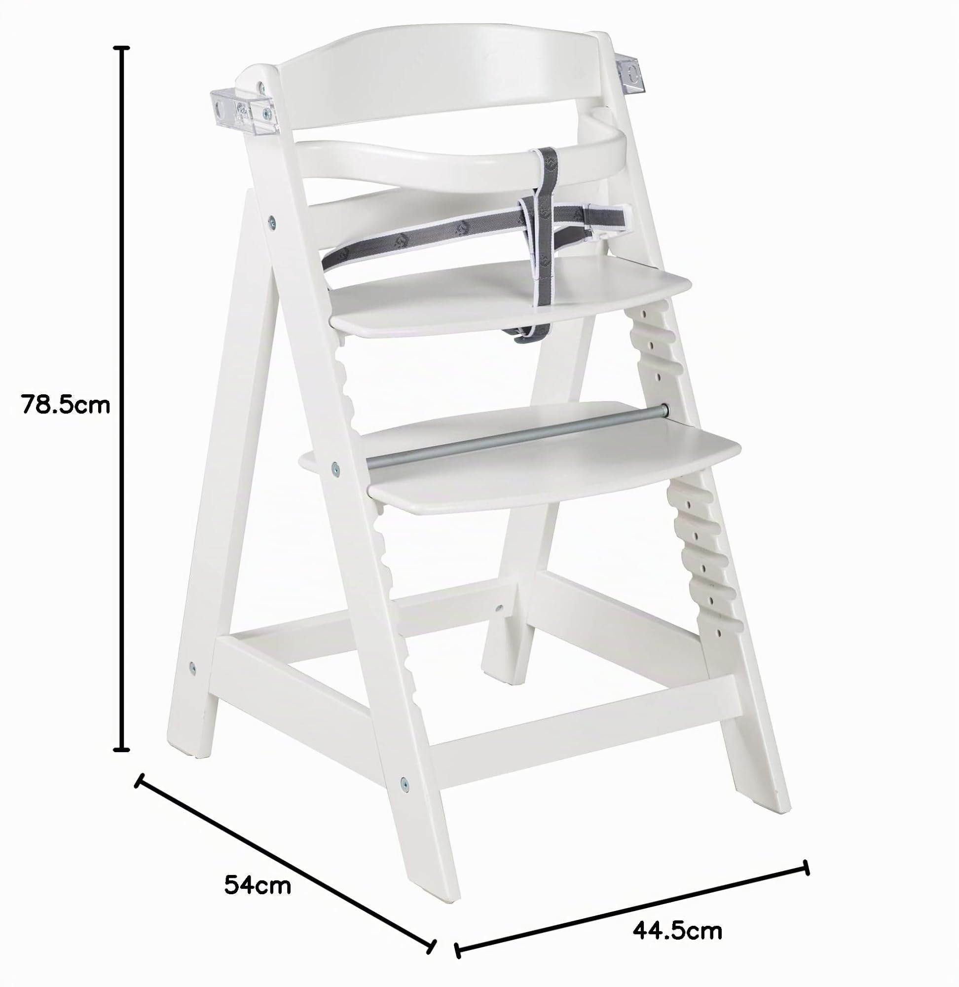 roba Seggiolone per Neonati Evolutivo Sit Up Click e Fun + Vassoio Rimovibile - Altezza Regolabile - con Barra di Protezione - Ergonomico - Legno Naturale Laccato Bianco