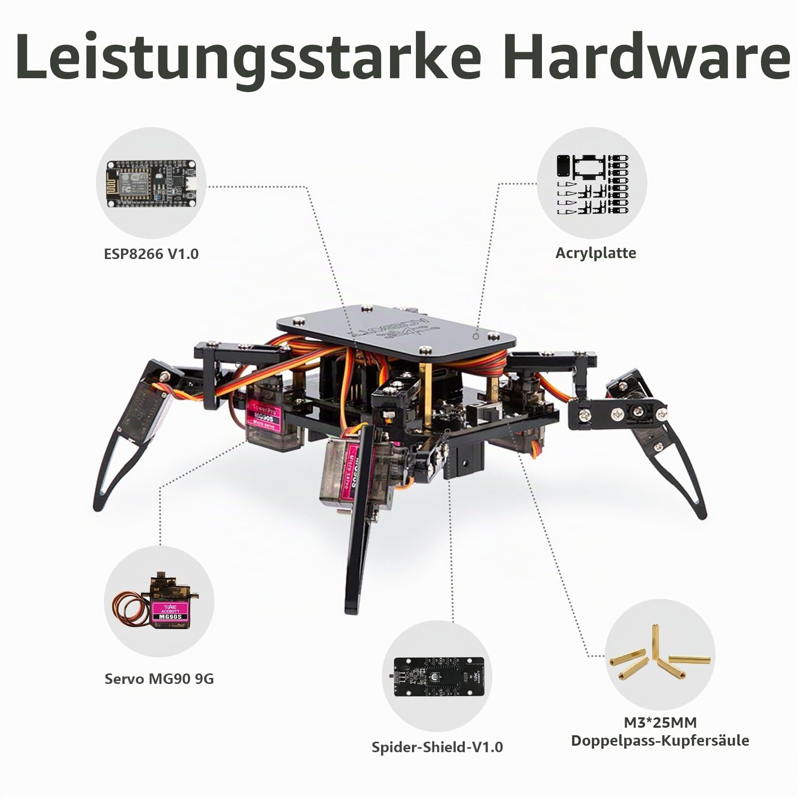 STEM Robotics Science Kits für Erwachsene, ESP8266 Spider Robot Building Kit, App-Fernbedienung, Walking Crawling Fun Lernspielzeug für 12+ Jahre alte Jungen, Mädchen, Teenager, einzigartige Geschenke