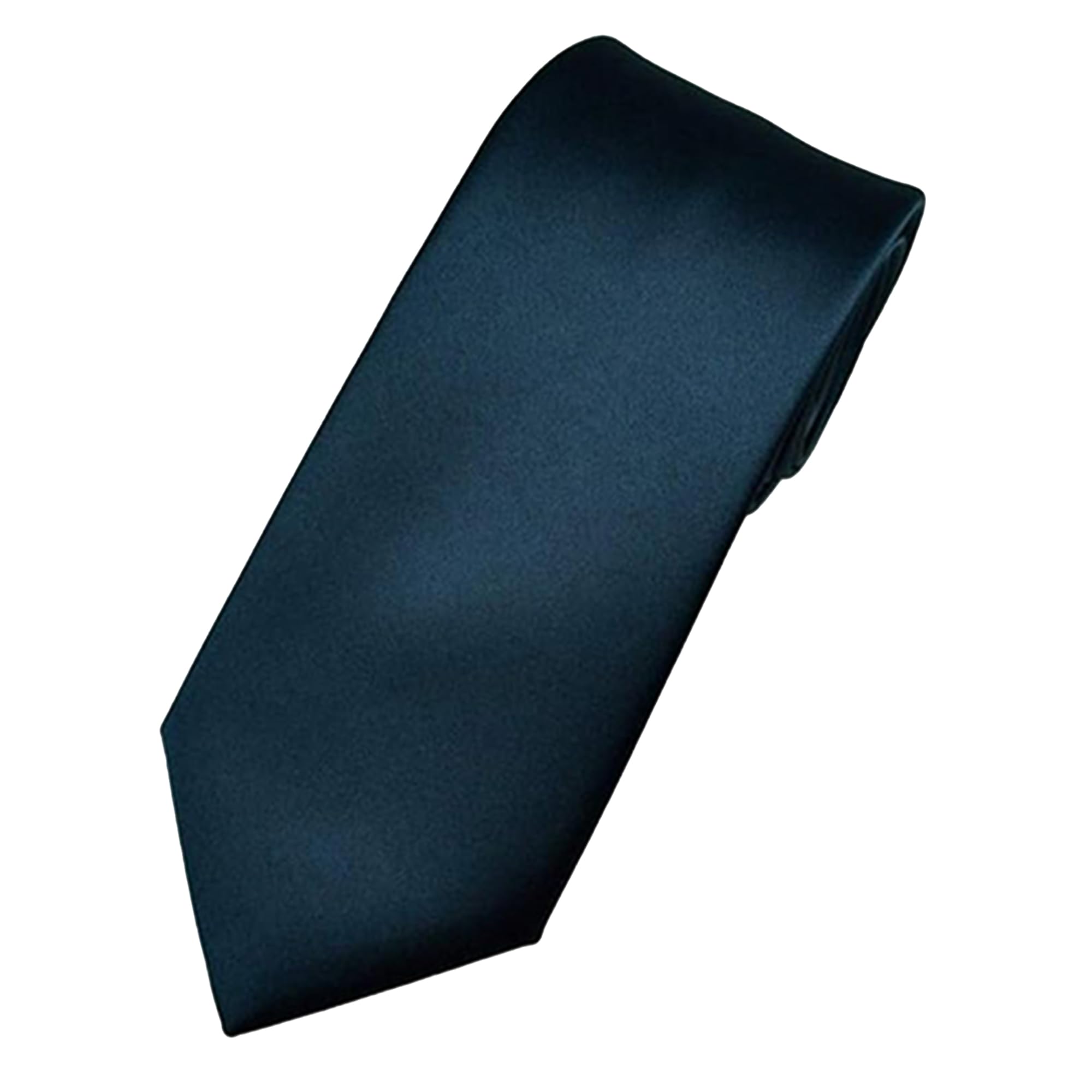 WedDecor Navy Slim Tie for Men, Plain Satin Polyester Necktie, 5cm Wide Solid Colour Tie for Business, Wedding, Funeral, Office, Party & Formal Wear