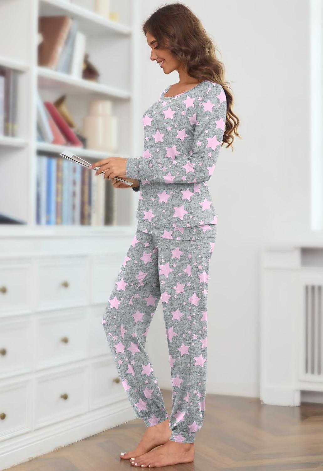 HOTGIFT Women Pajamas Sets, 2 Piece Ladies Lounge Set with Pockets image 4