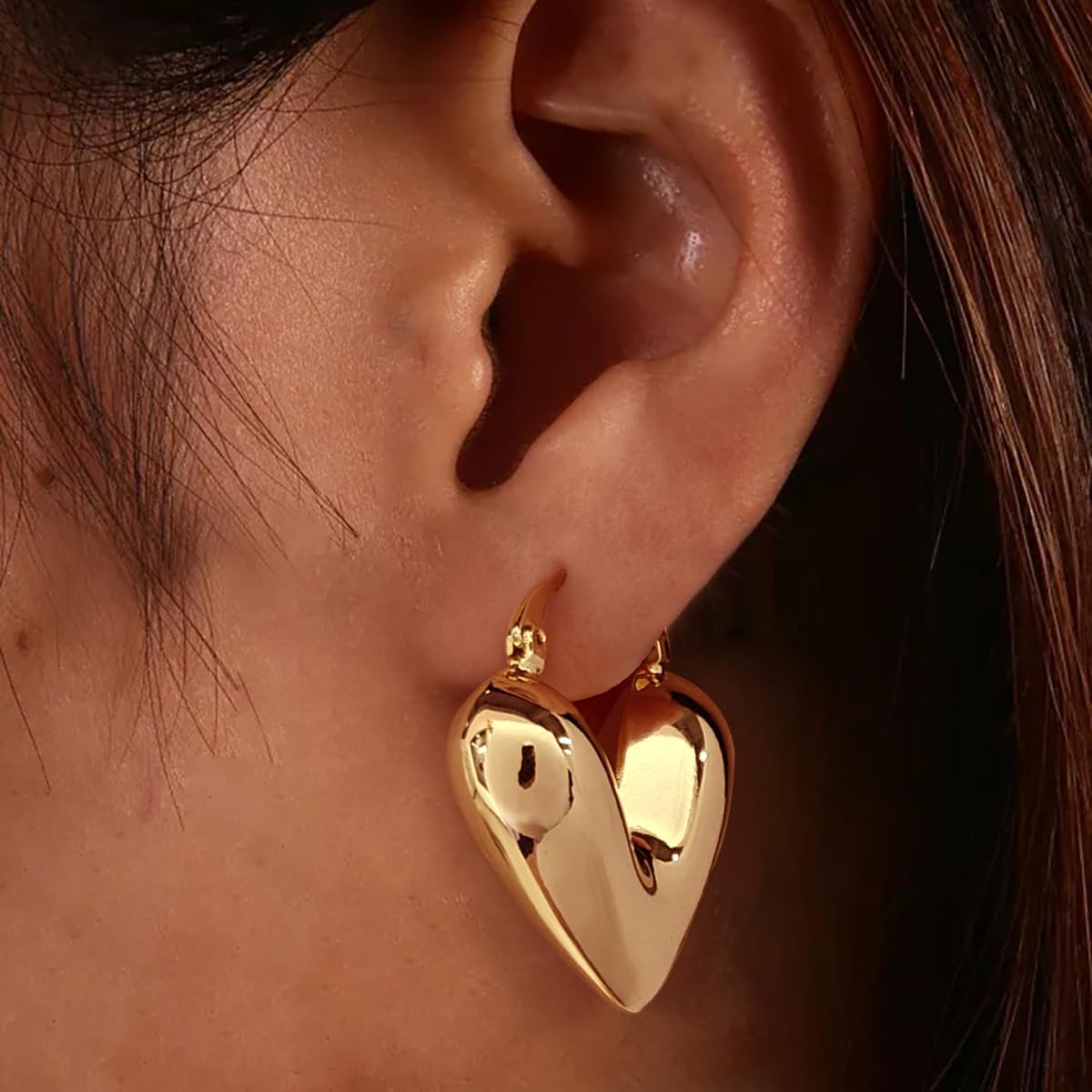 CLASSYZINT Chunky Gold Hoop Earrings For Women Small Gold Plated Chubby Huggie Earrings Lightweight Earrings Gift… - Image 2