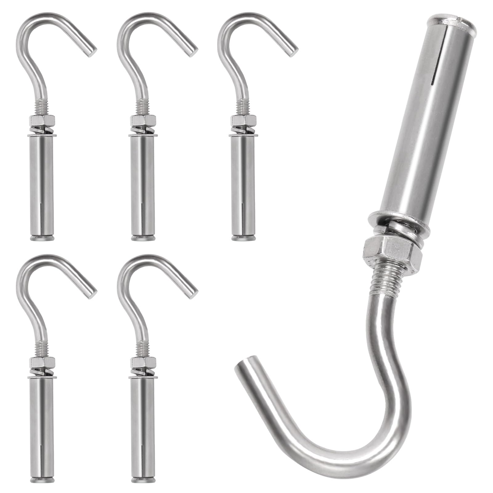 Keadic 6Pcs M6 Expansion Hook,304 Stainless Steel Concrete Wall Hook