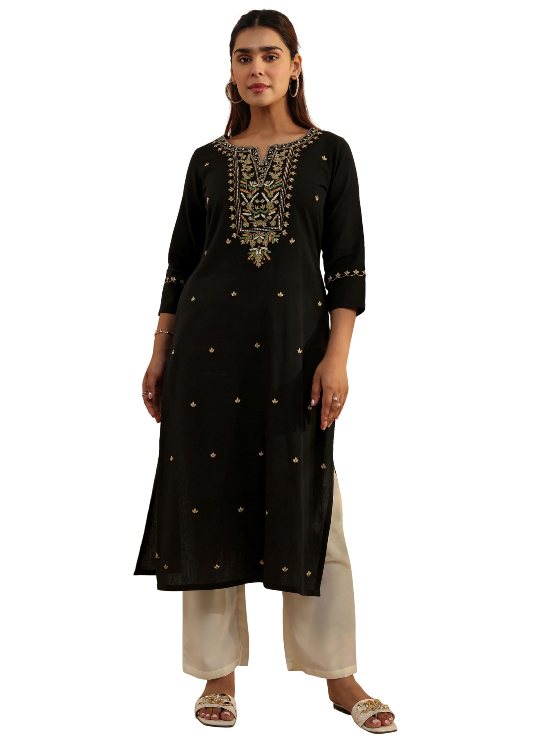 Embroidered Cotton Straight Kurta | Ethnic wear | Bridal Suit | Wedding Dress | Occasion wear-image-28