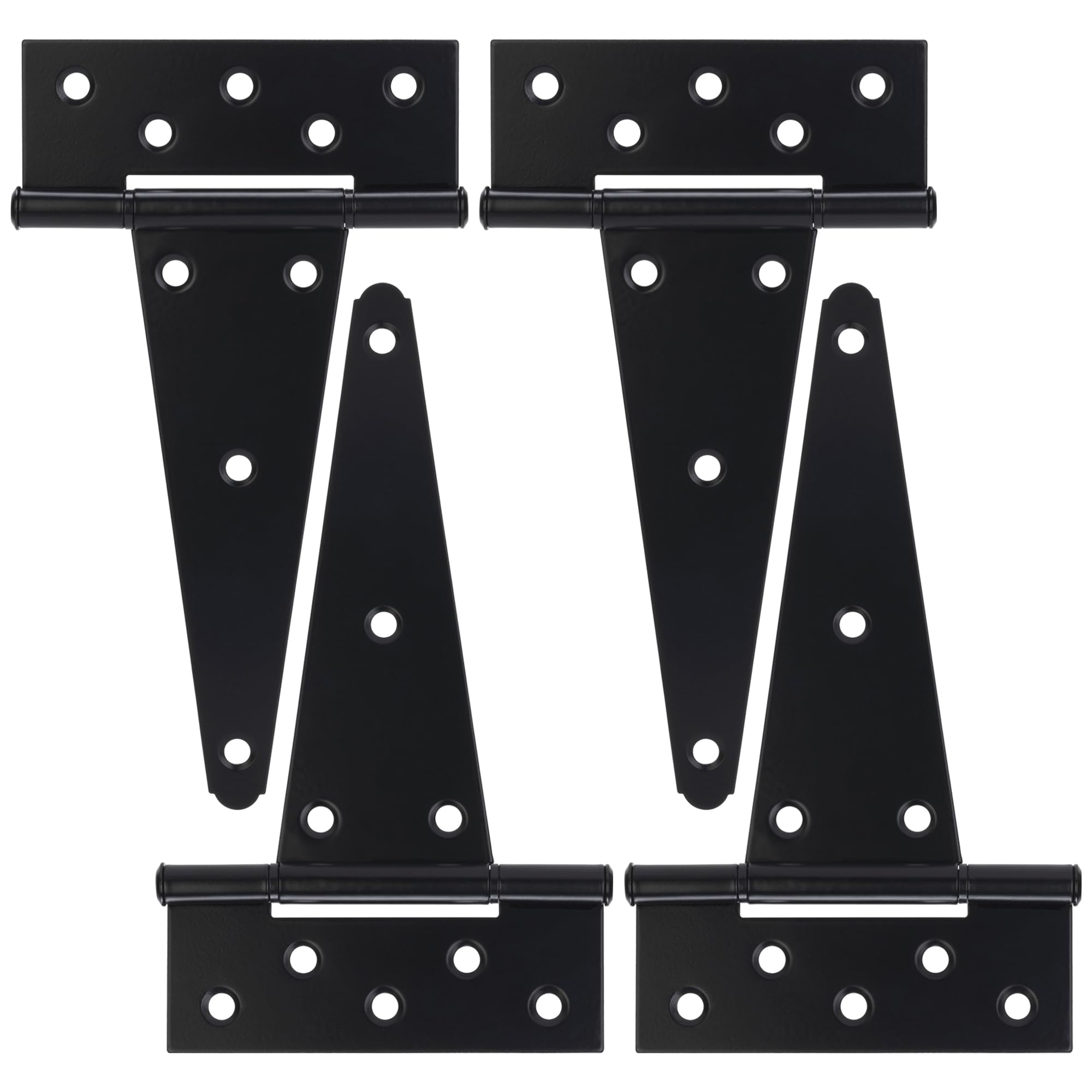 8 Inch T-Strap Gate Hinges, Heavy Duty Shed Door Hinges, Black Tee Hinges for Wooden Fences, Yard Gates, Rustproof Wrought Iron Hardware, 4 Pack